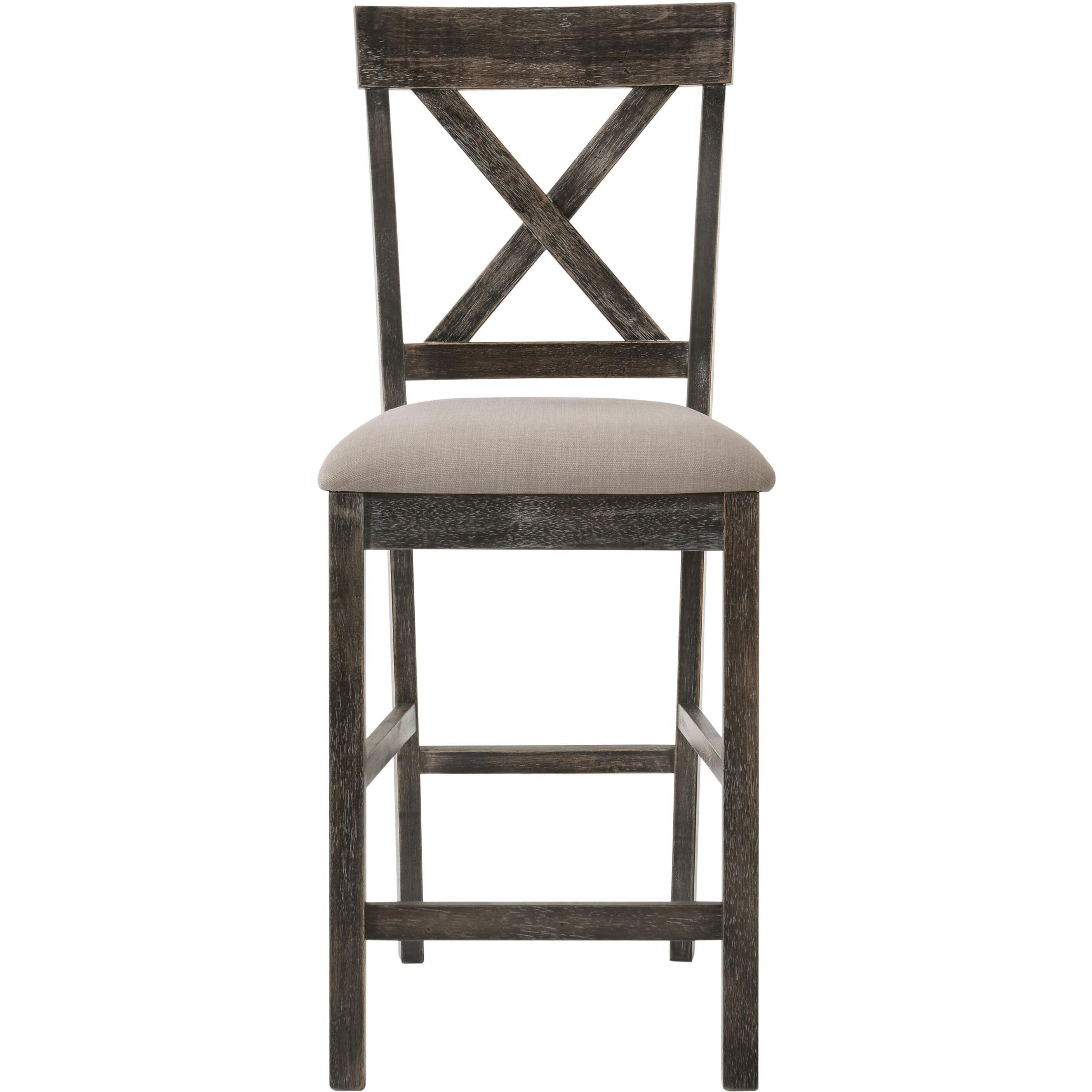 Tan And Weathered Grey Counter Height Stools With Cross Back (Set Of 2)