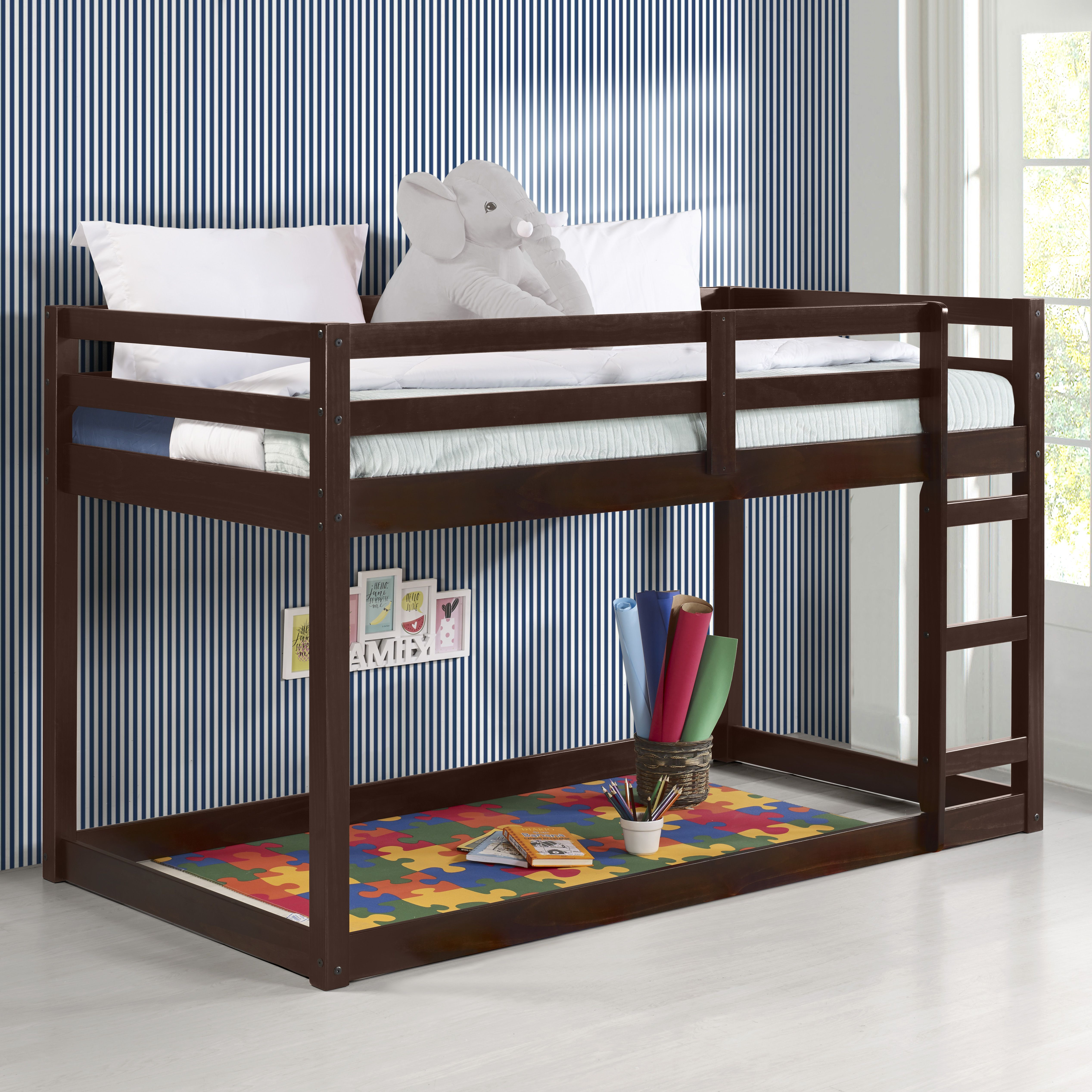 Espresso Twin Loft Bed With Ladder