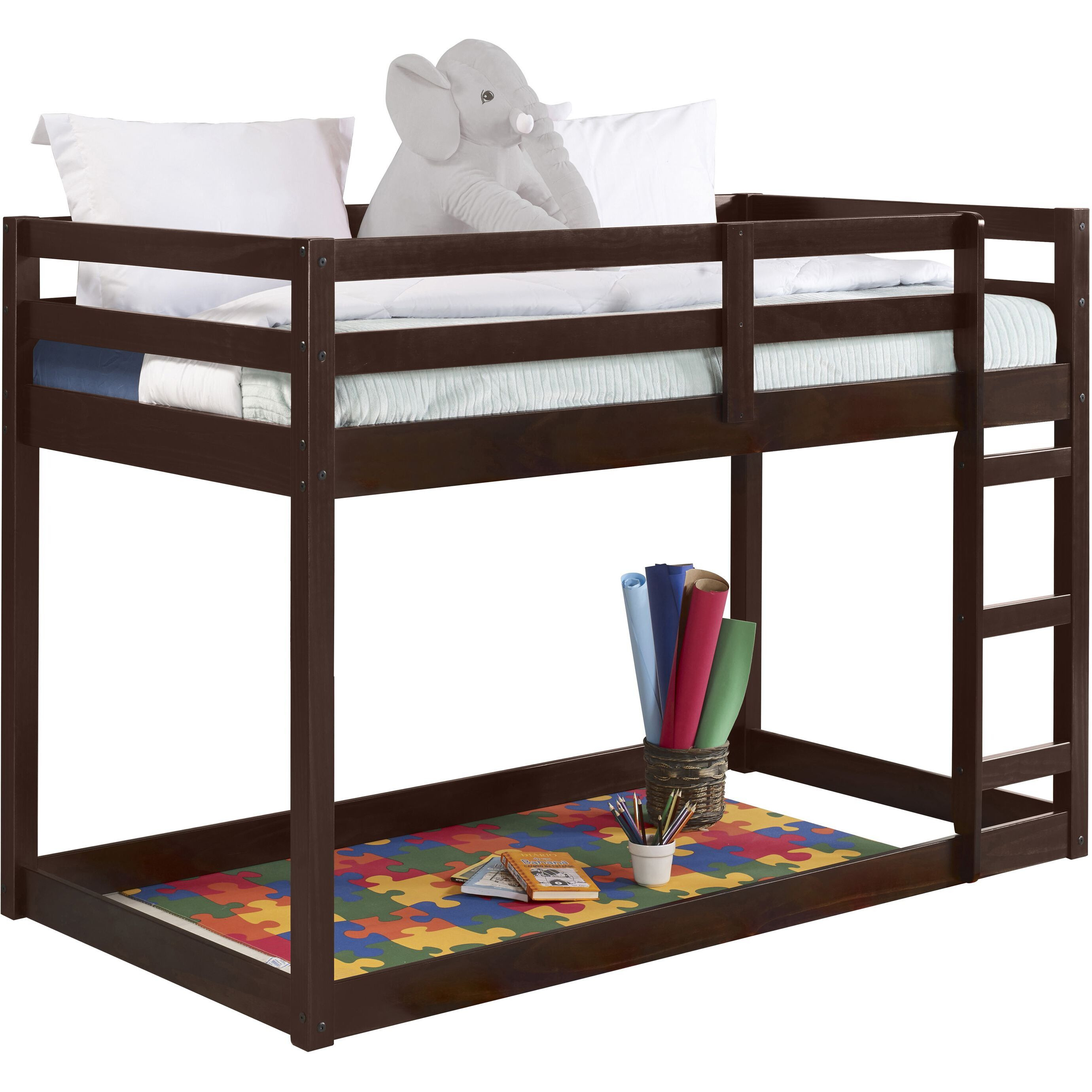 Espresso Twin Loft Bed With Ladder