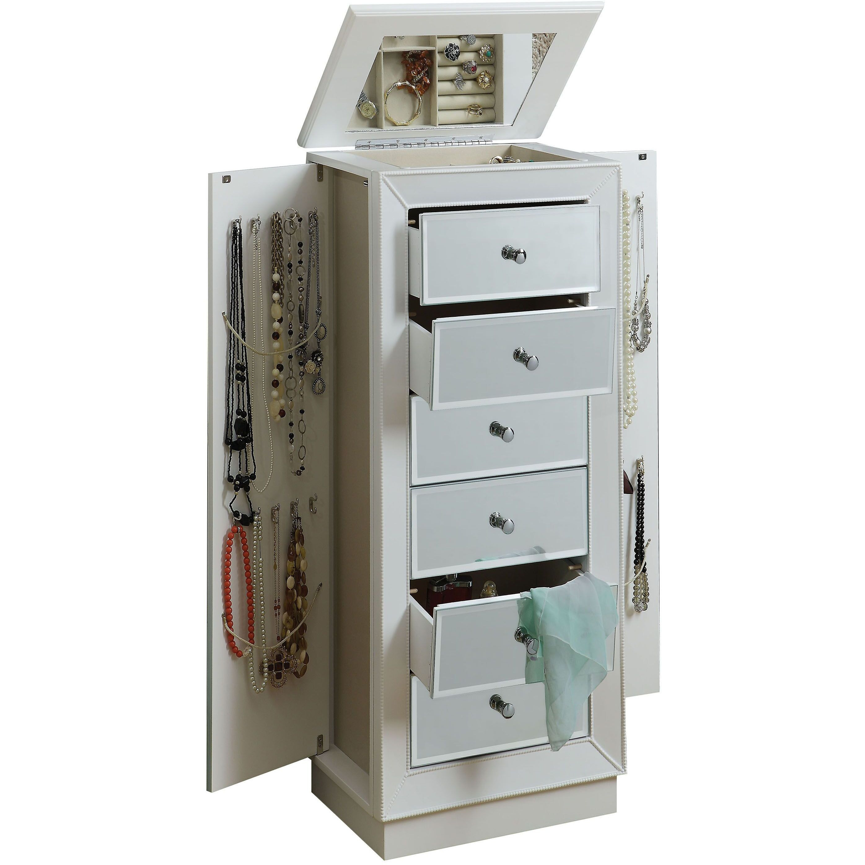 White 6-Drawer Jewelry Armoire