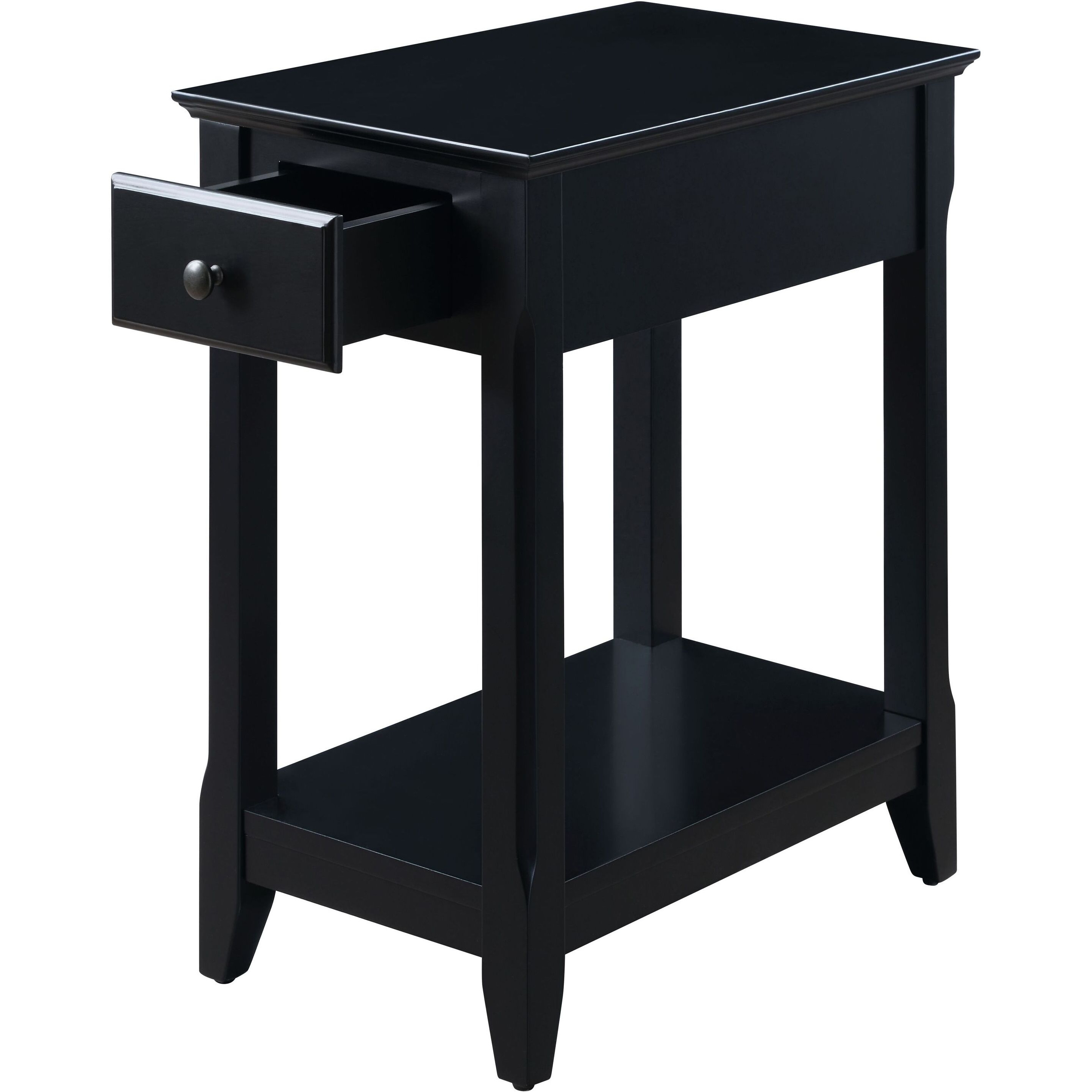 Black Accent Table With Bottom Shelf