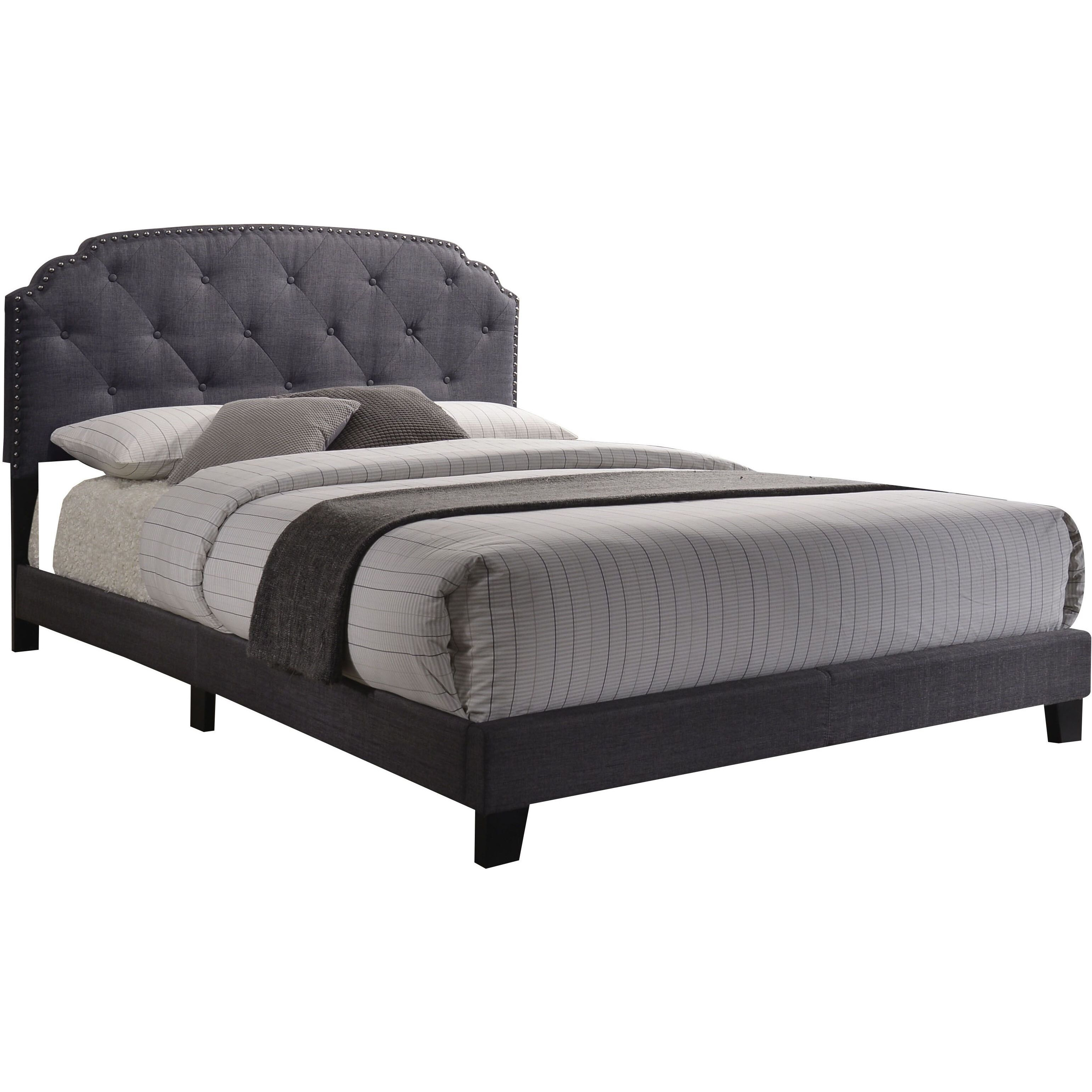 Grey Upholstered Queen Bed