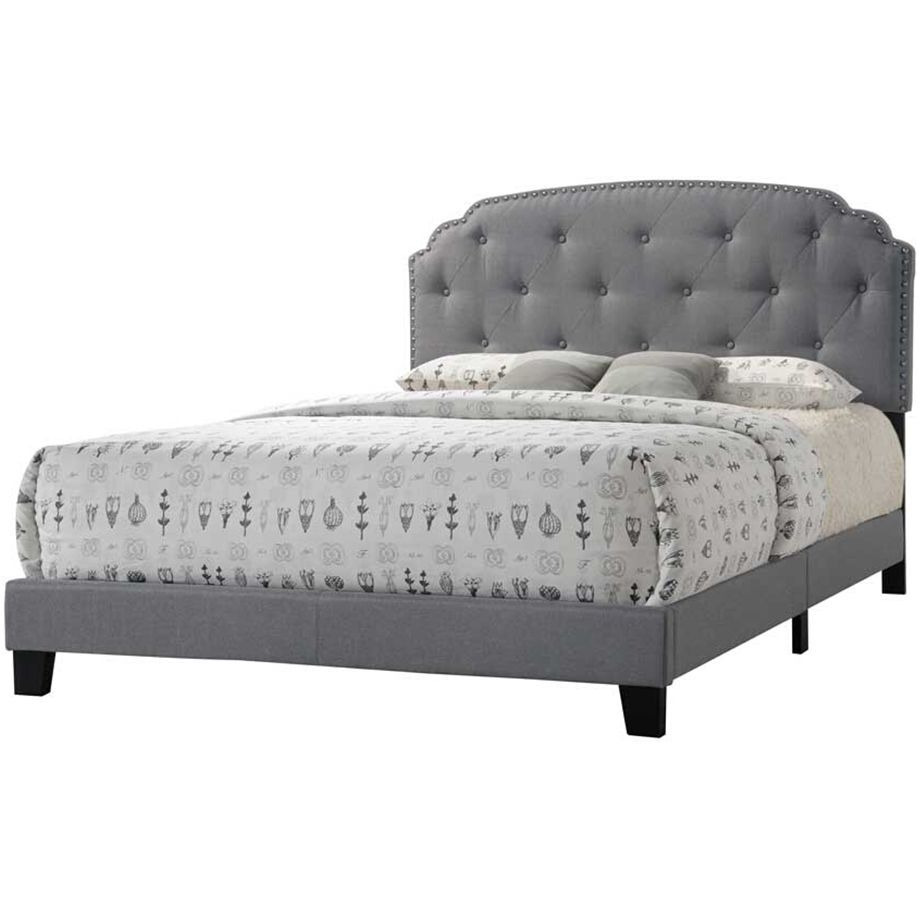 Grey Upholstered Queen Bed