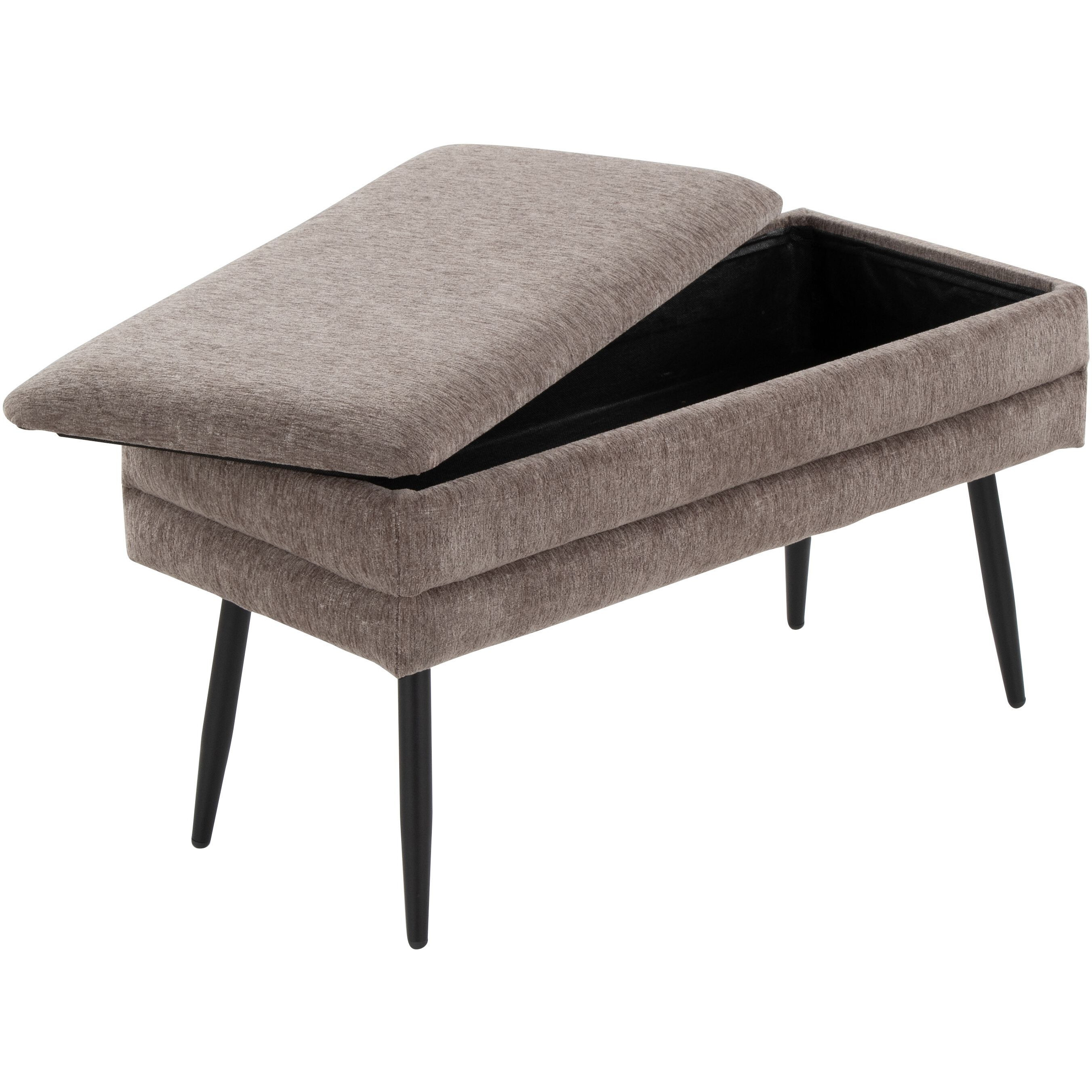 Neapolitan Contemporary Storage Bench In Black Metal And Brown Fabric By Lumisource