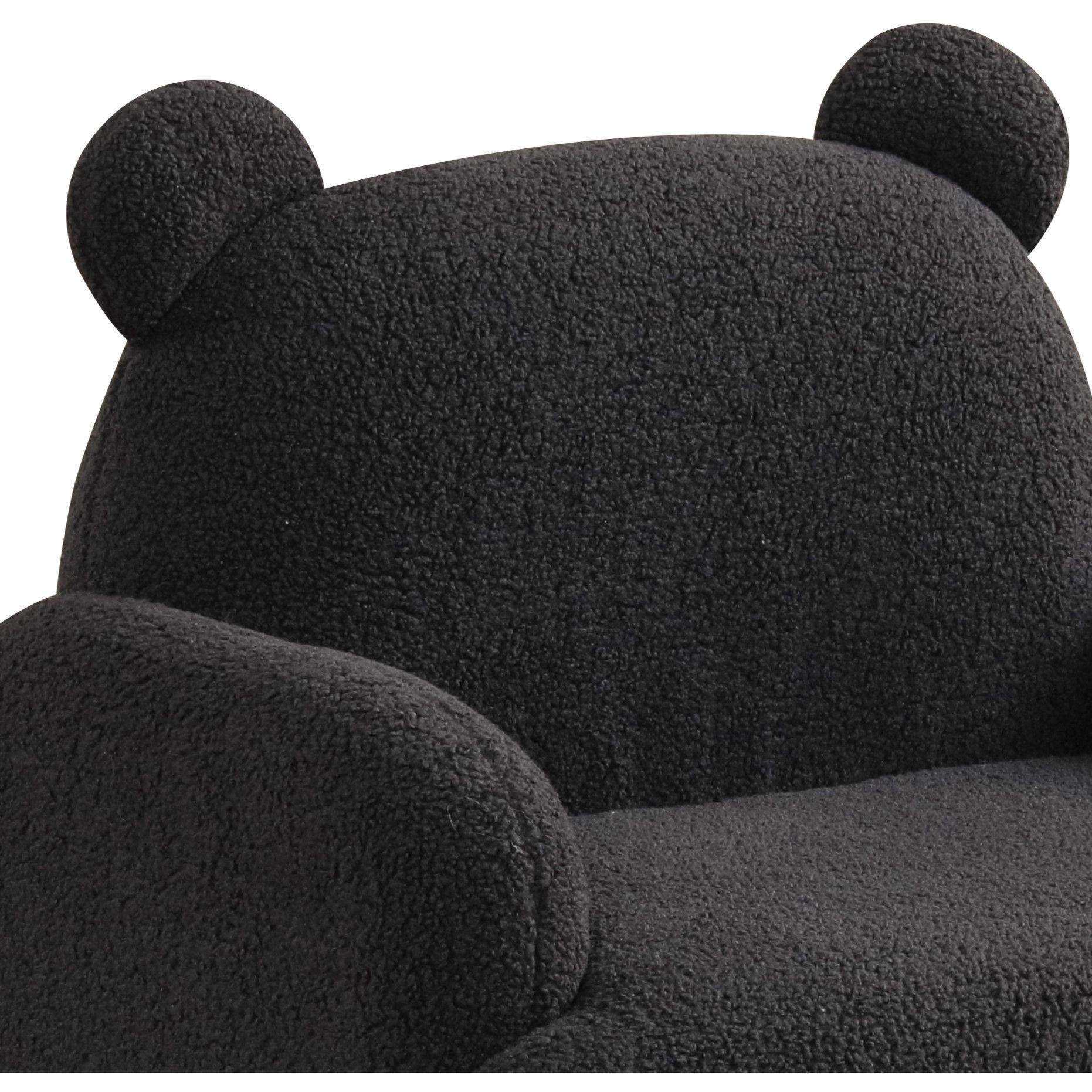 Raelynn 25.5"&quotW Black Teddy Velvet Bear-Shaped Kids Armchair