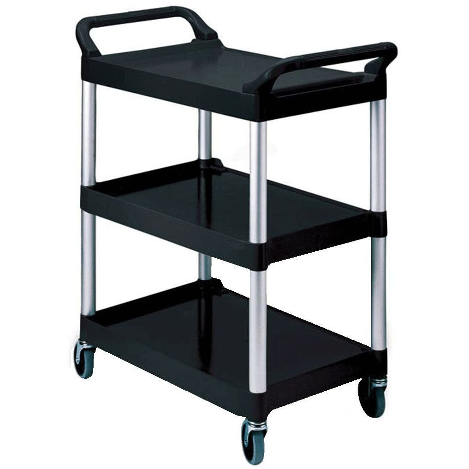 Soga 3 Tier Food Trolley Portable Kitchen Cart Multifunctional Big Utility Service With Wheels 830X420X950Mm Black