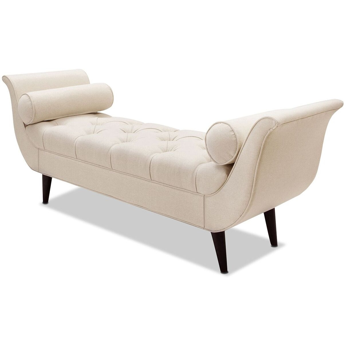 Alma Tufted Flared Arm Entryway Bench  Sky Neutral Beige Polyester