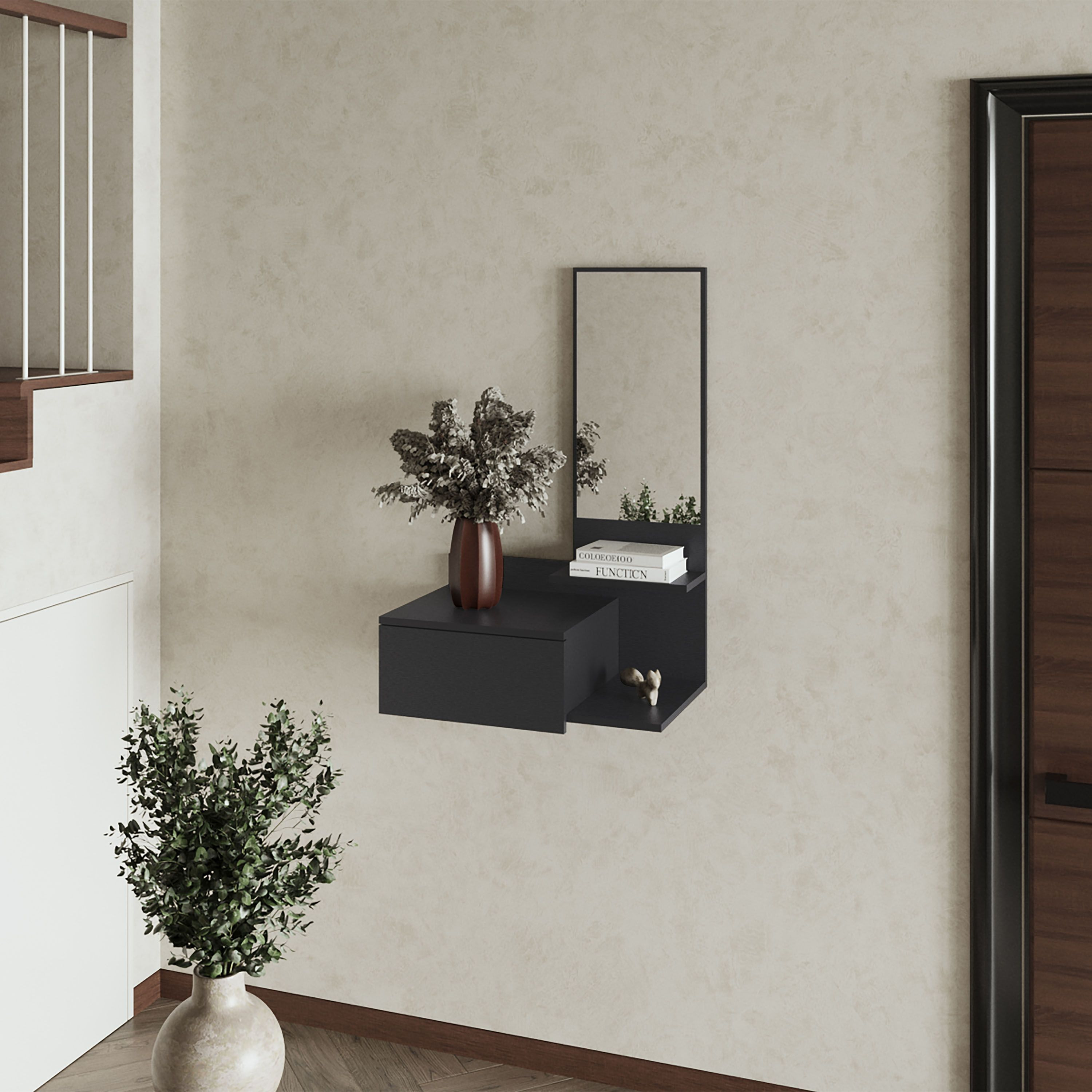 Elgin Floating Vanity With Included Mirror  Black