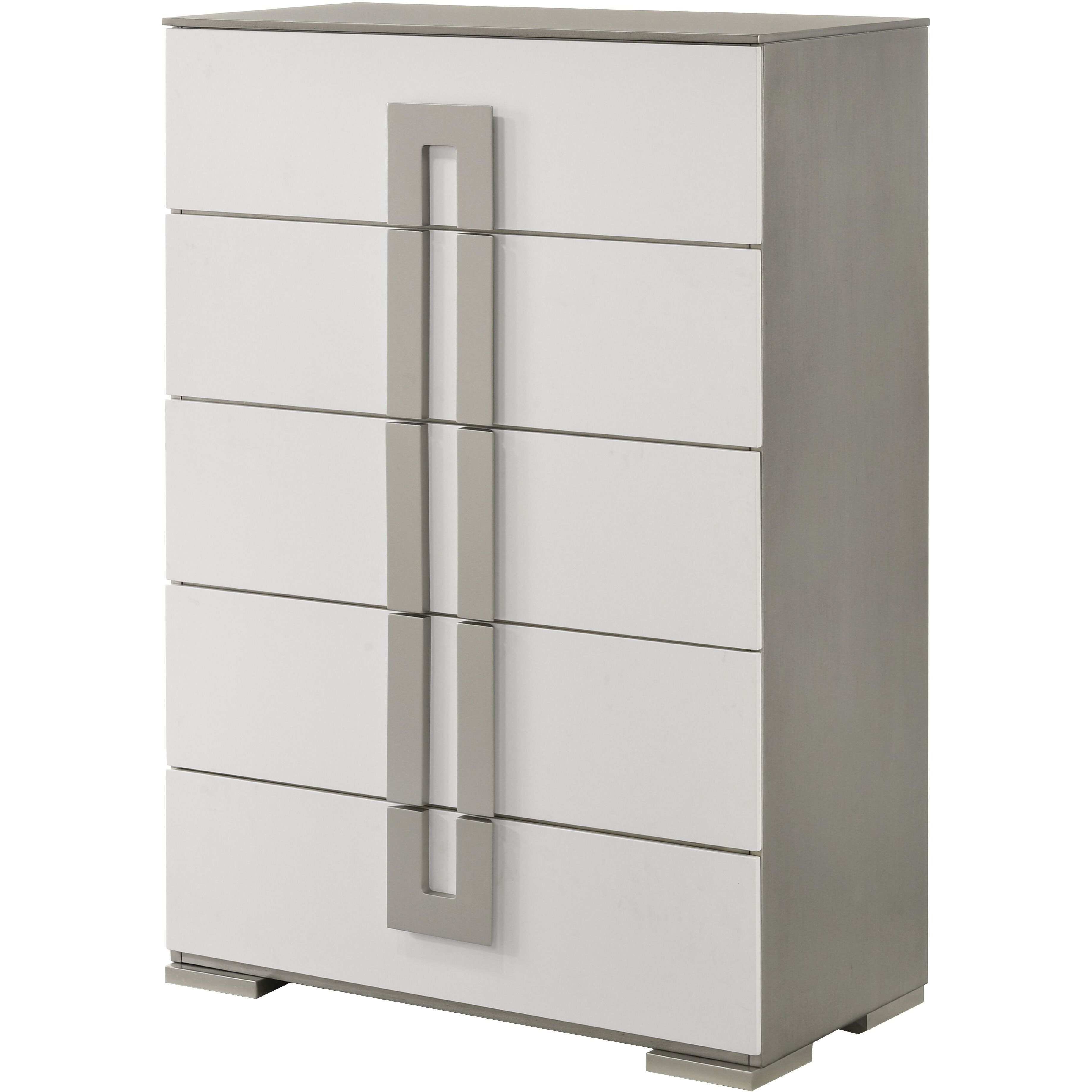 Olivia Contemporary Style 5-Drawer Chest Made With Wood In White