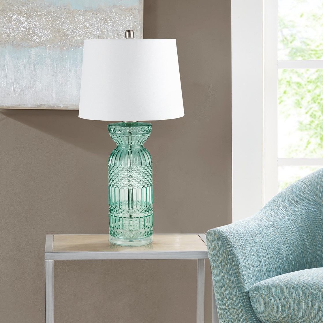 Textured Glass And Acrylic Base Table Lamp