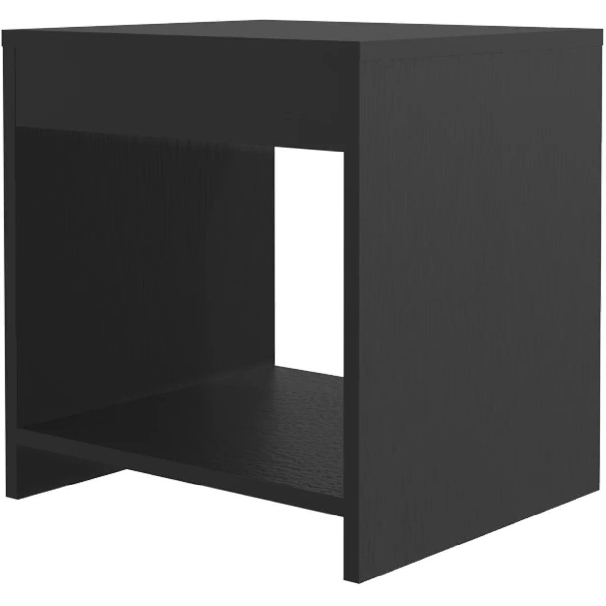 Black Nightstand With Open Storage