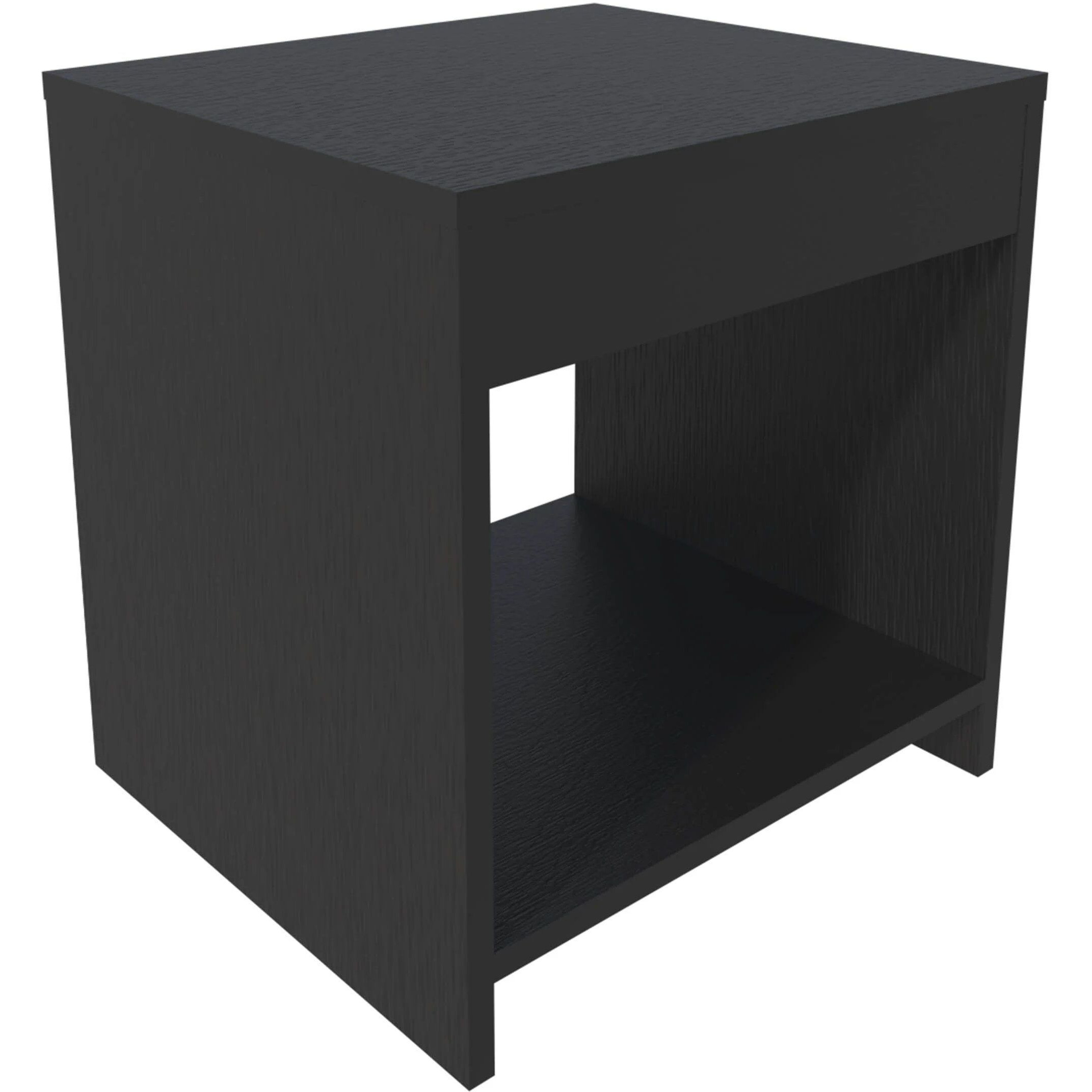 Black Nightstand With Open Storage