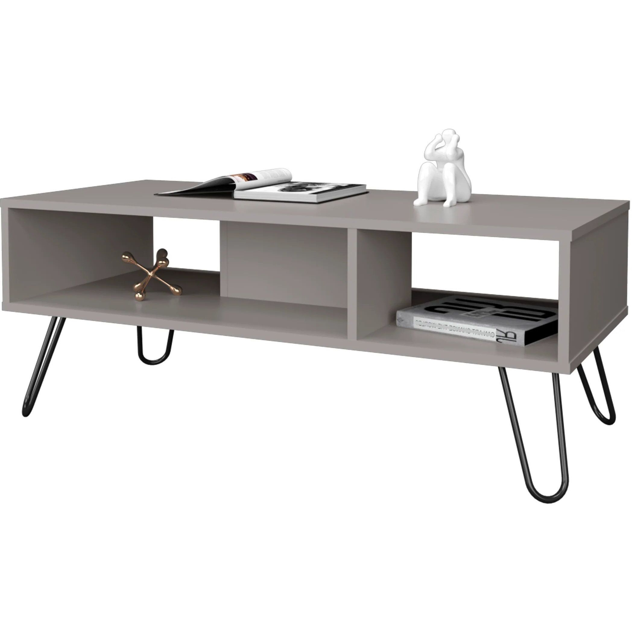 Smoke Coffe Table With 2 Shelf