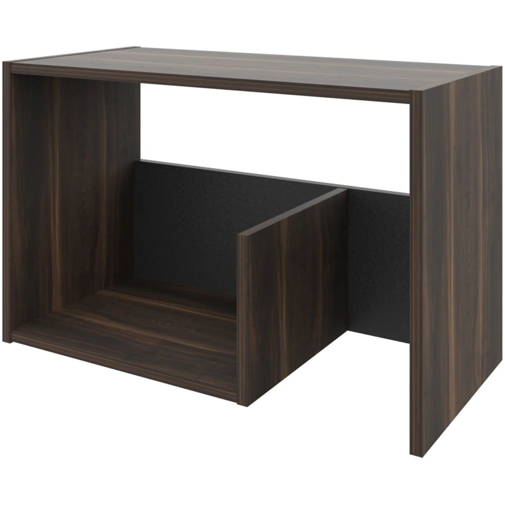 Dark Oak And Black Coffee Table With Open Storage