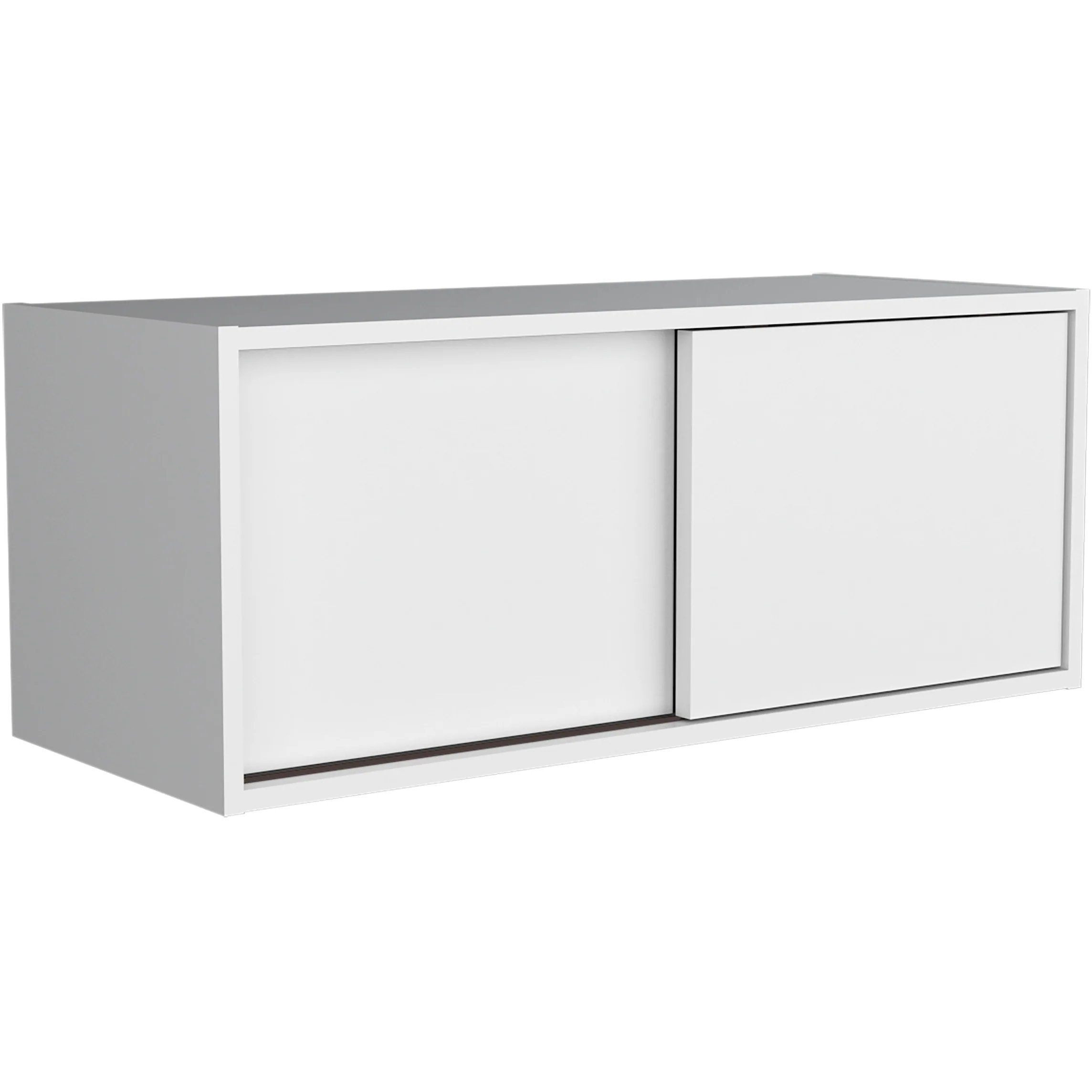 White Floating Cabinet With Sliding Door