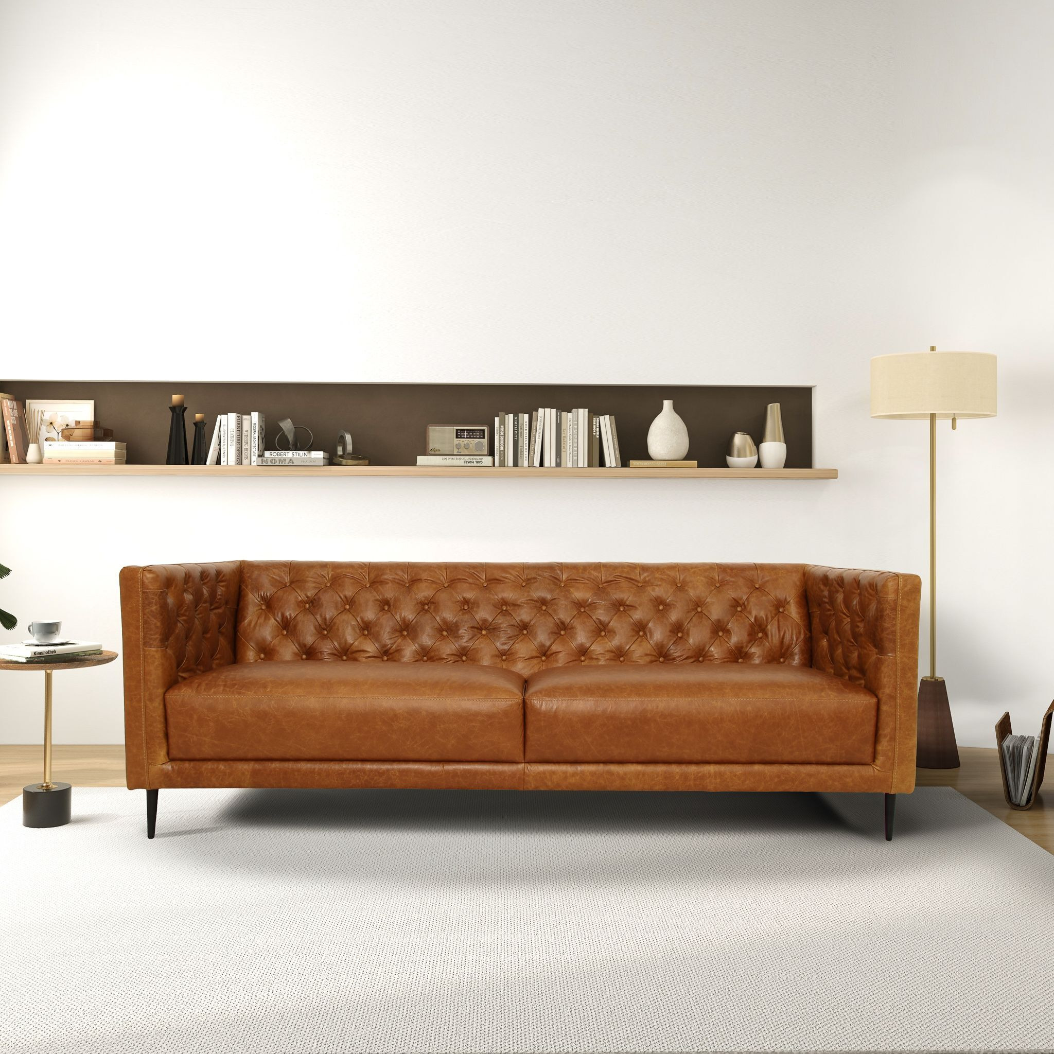 Vermont Waxy Cognac Leather Sofa