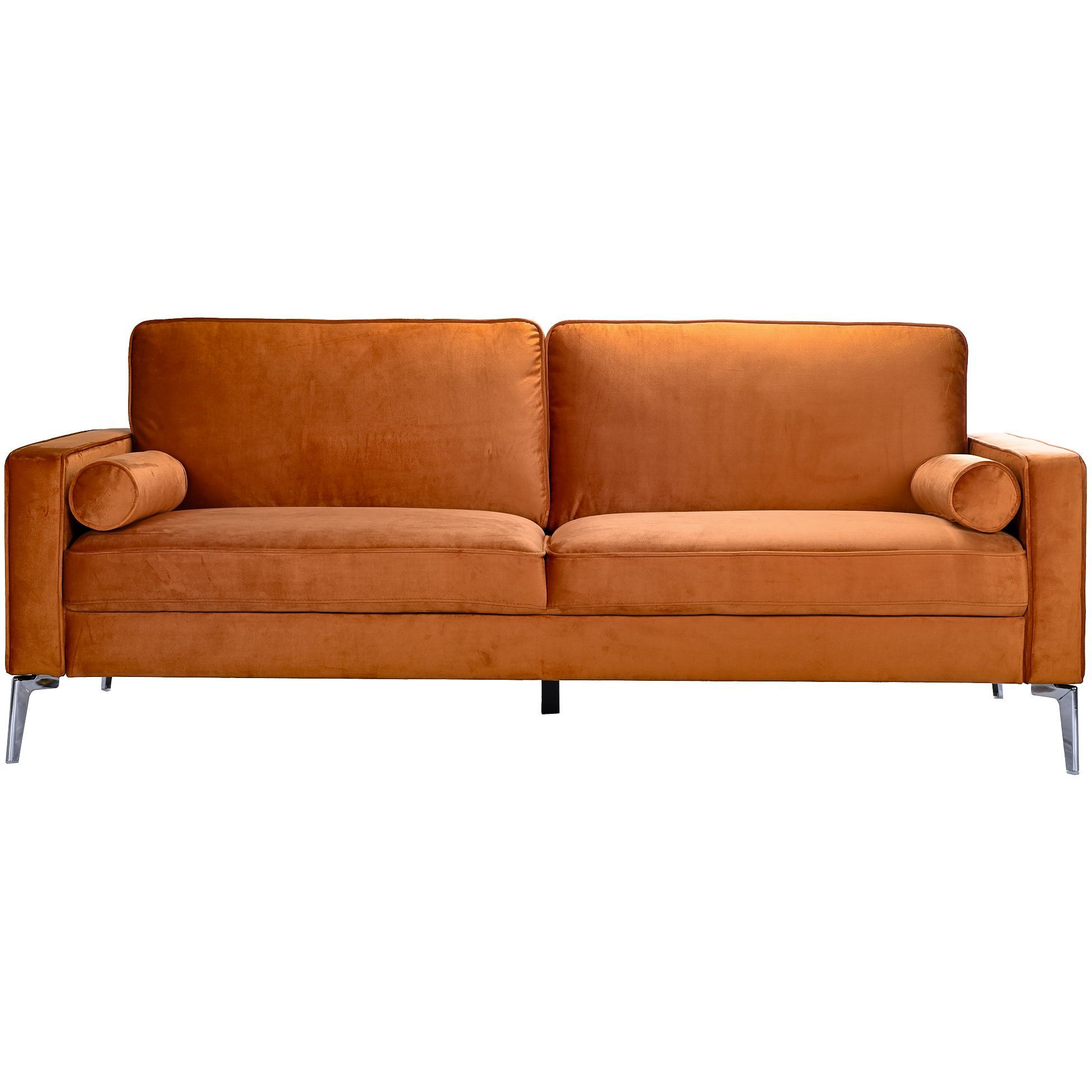 Axten Orange Velvet Sofa