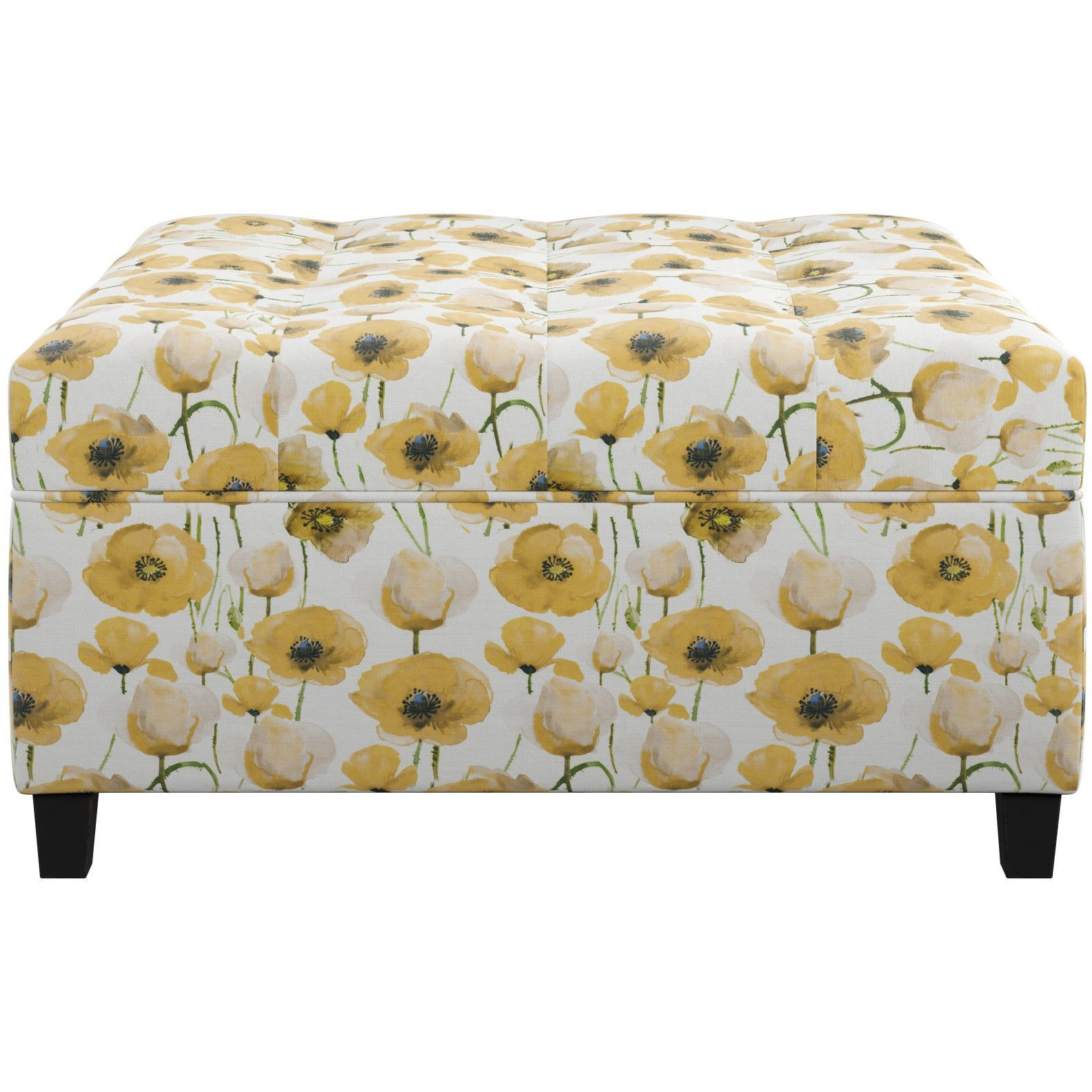 Wallace & Bay Foria Yellow Floral Storage Ottoman