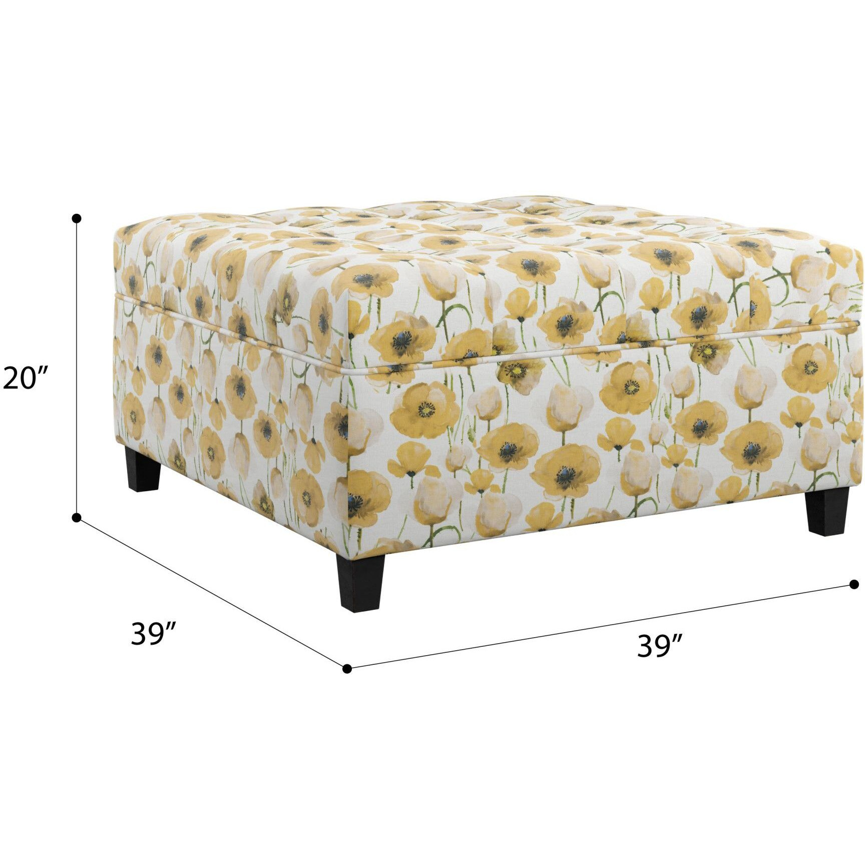 Wallace & Bay Foria Yellow Floral Storage Ottoman