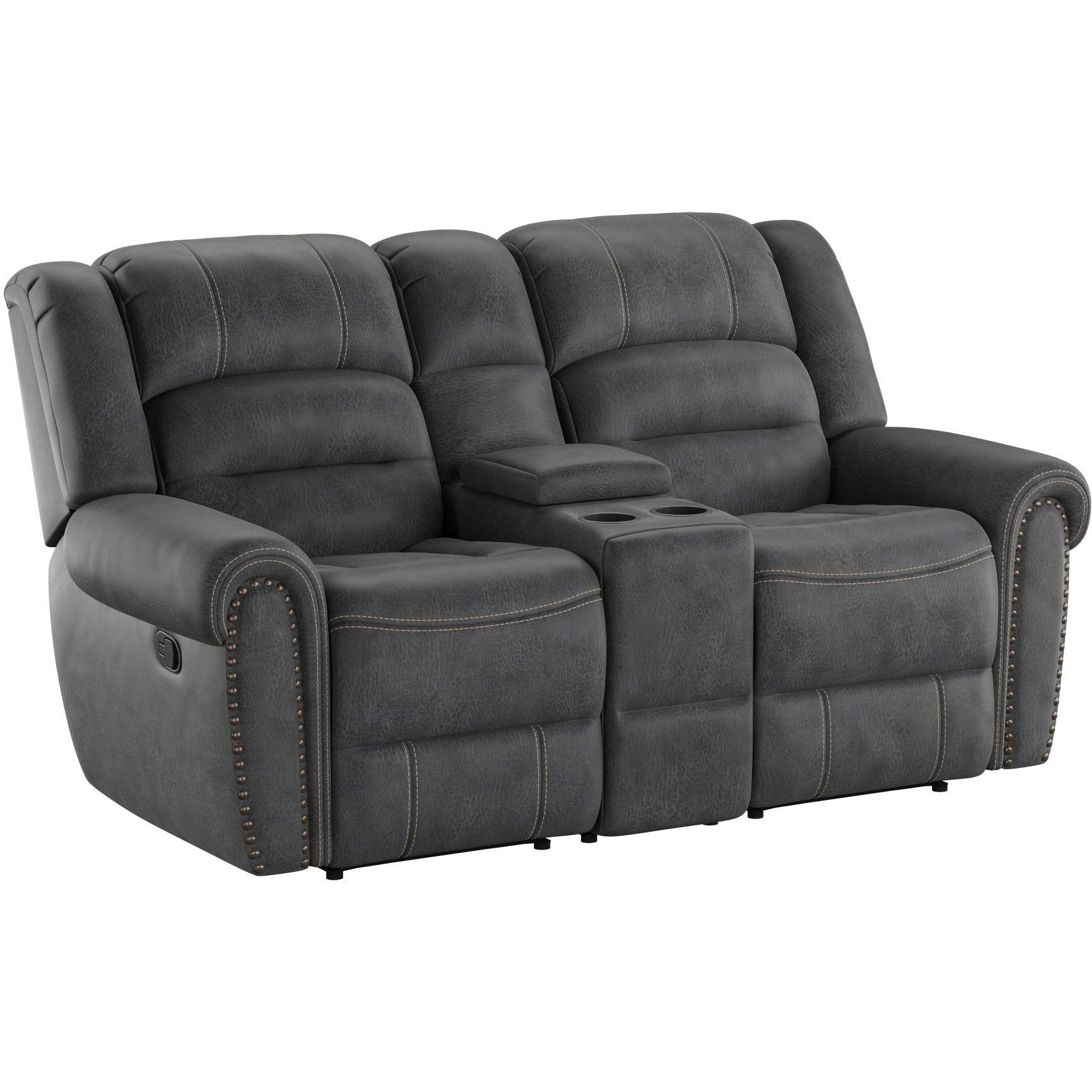 Wallace & Bay Ferrar Gray Reclining Console Loveseat