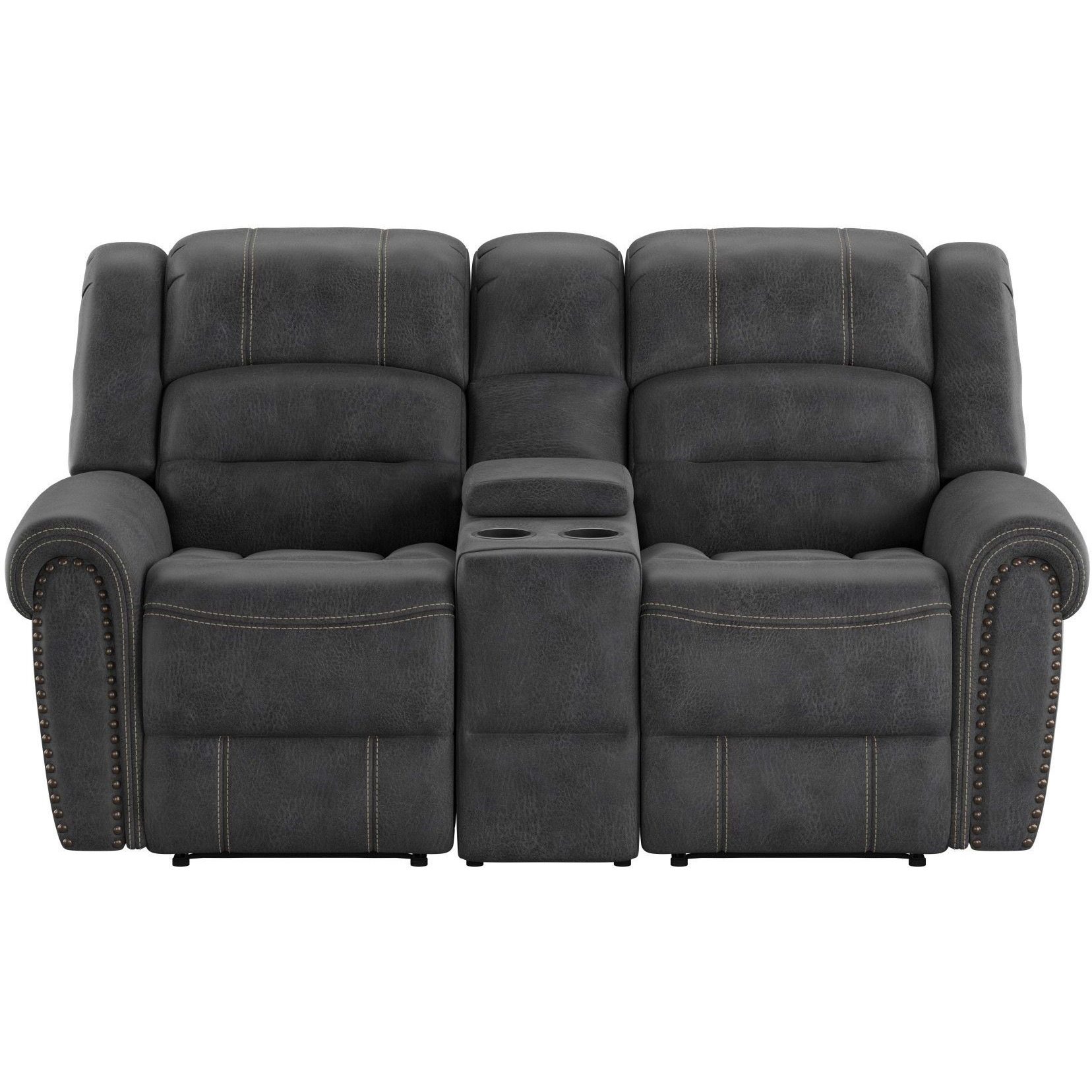 Wallace & Bay Ferrar Gray Reclining Console Loveseat