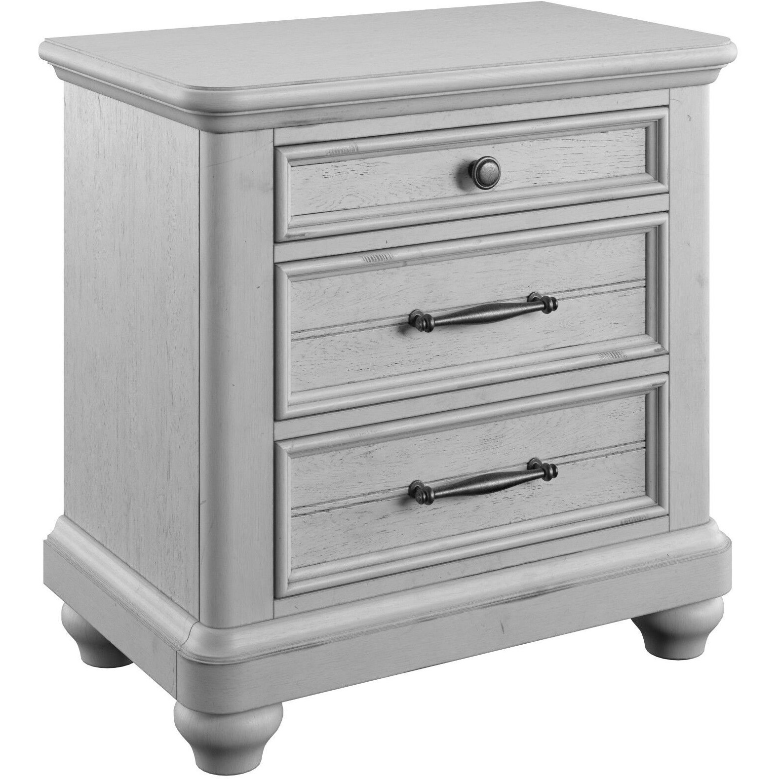 Wallace & Bay Mariano Gray 3-Drawer Nightstand With Usb