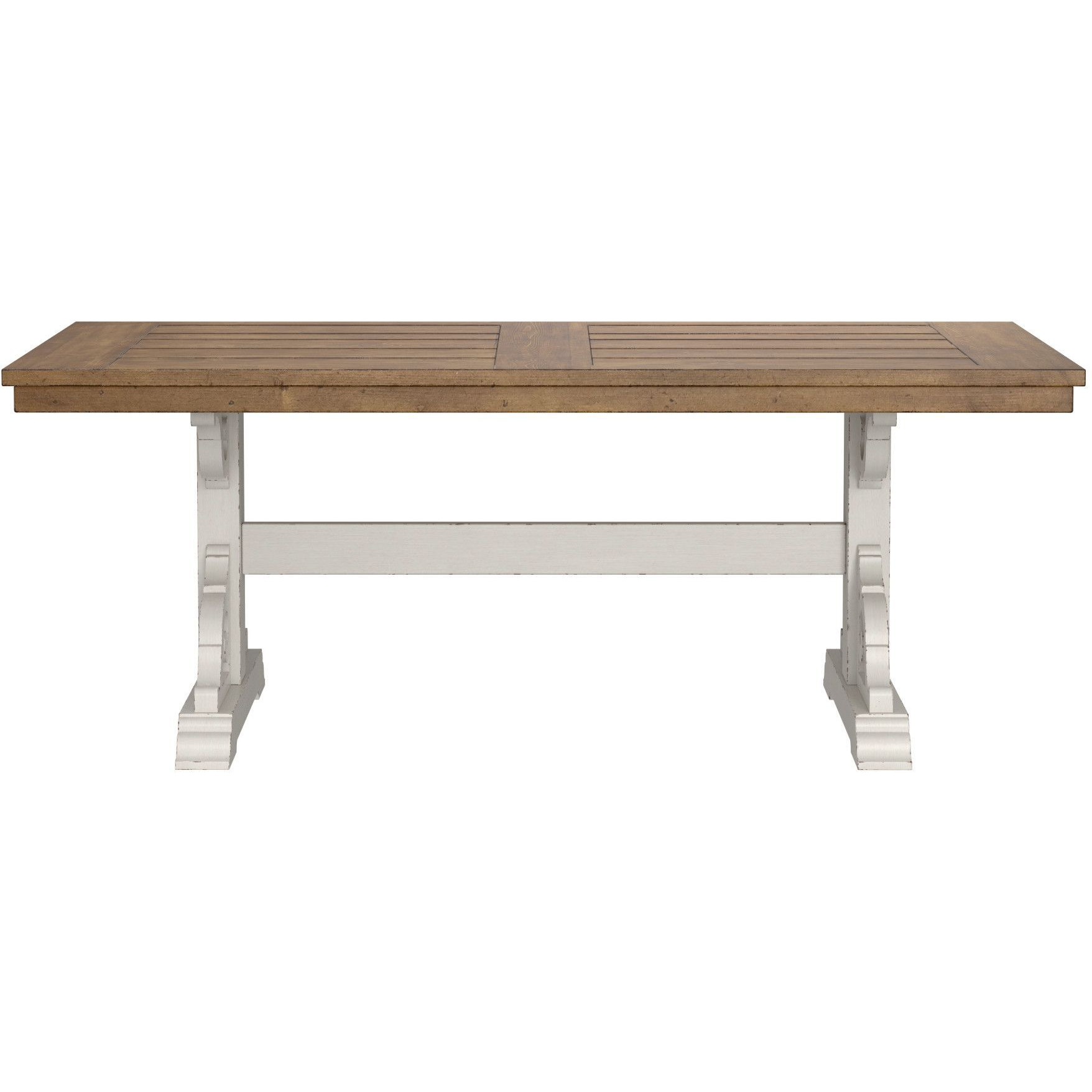 Wallace & Bay Haidel Brown And White Trestle Dining Table