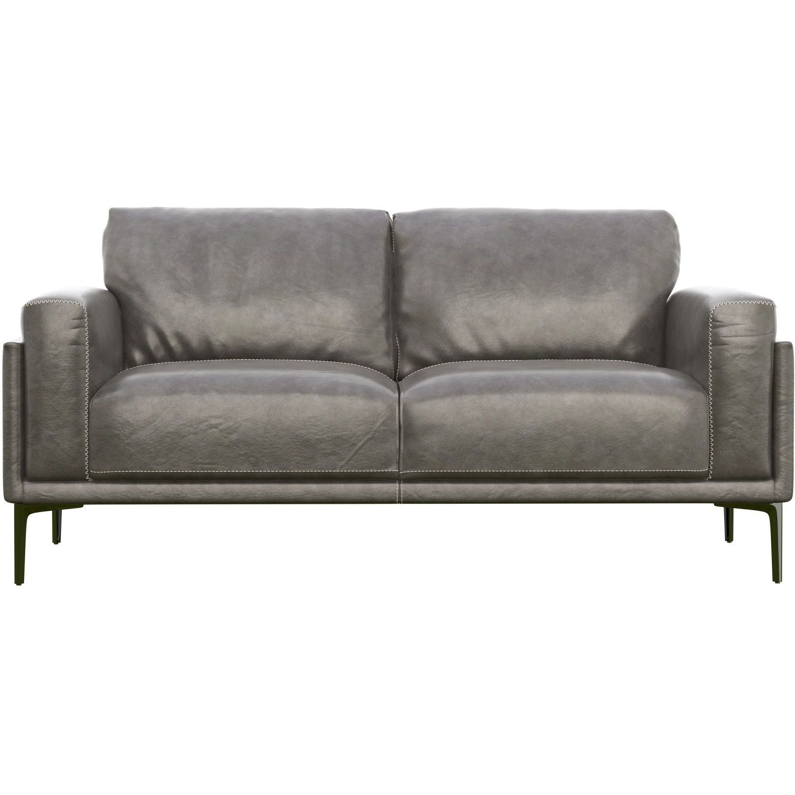 Wallace & Bay Onyx Gray Leather Loveseat