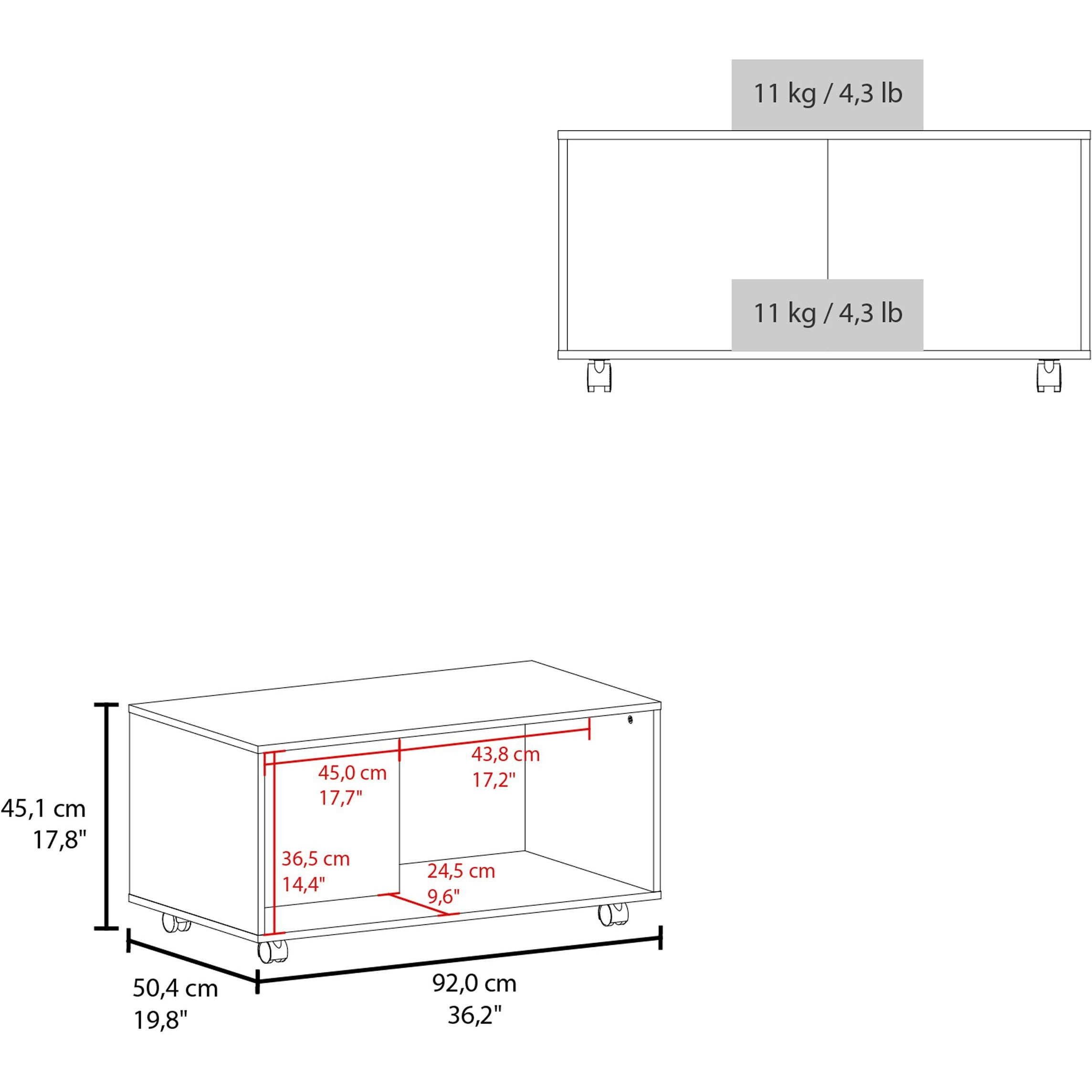 Gu Oidak Coffee Table With Open Storage And Caster Wheels  Wengue