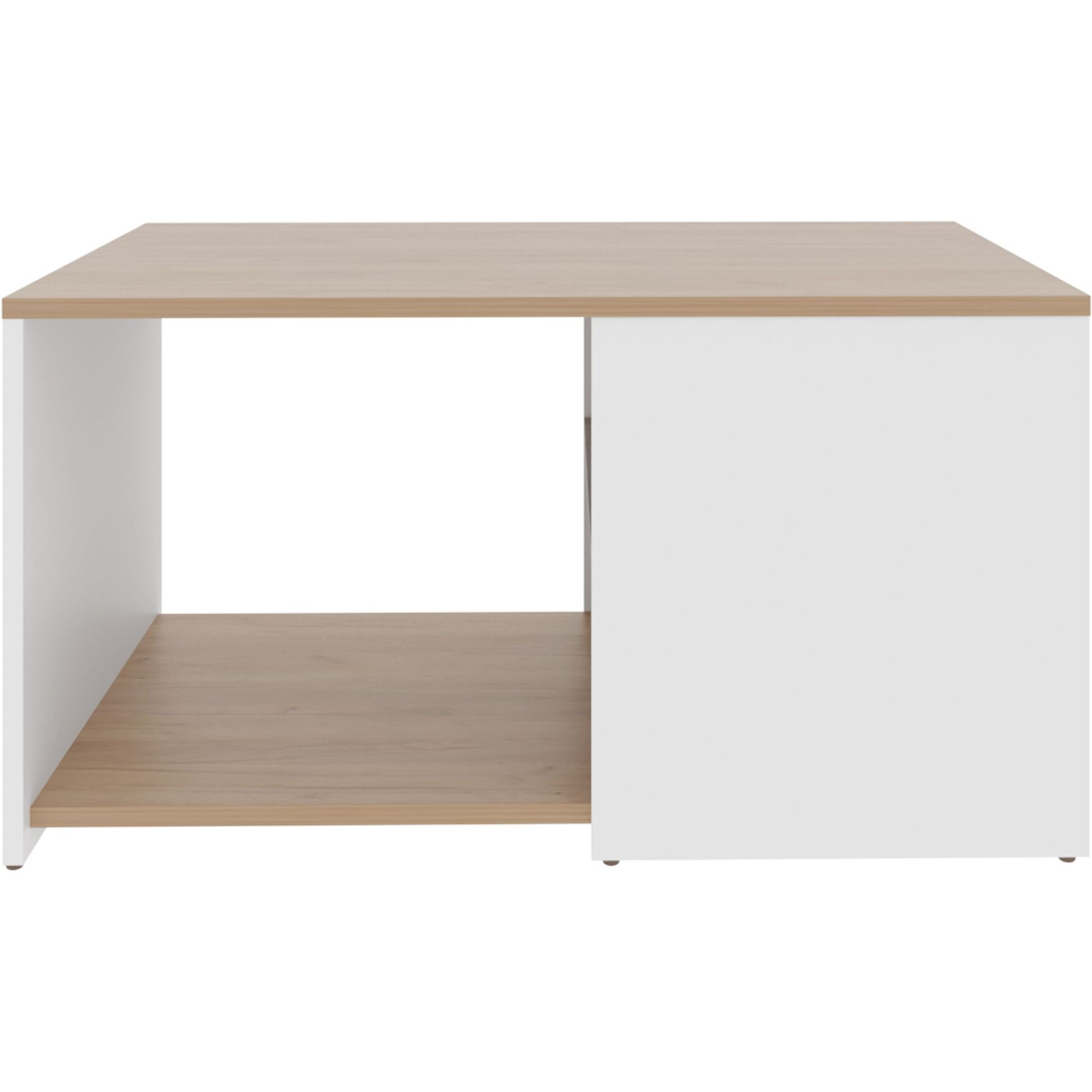 Kaibito Coffee Table With Open Storage  White+ Natural Oak