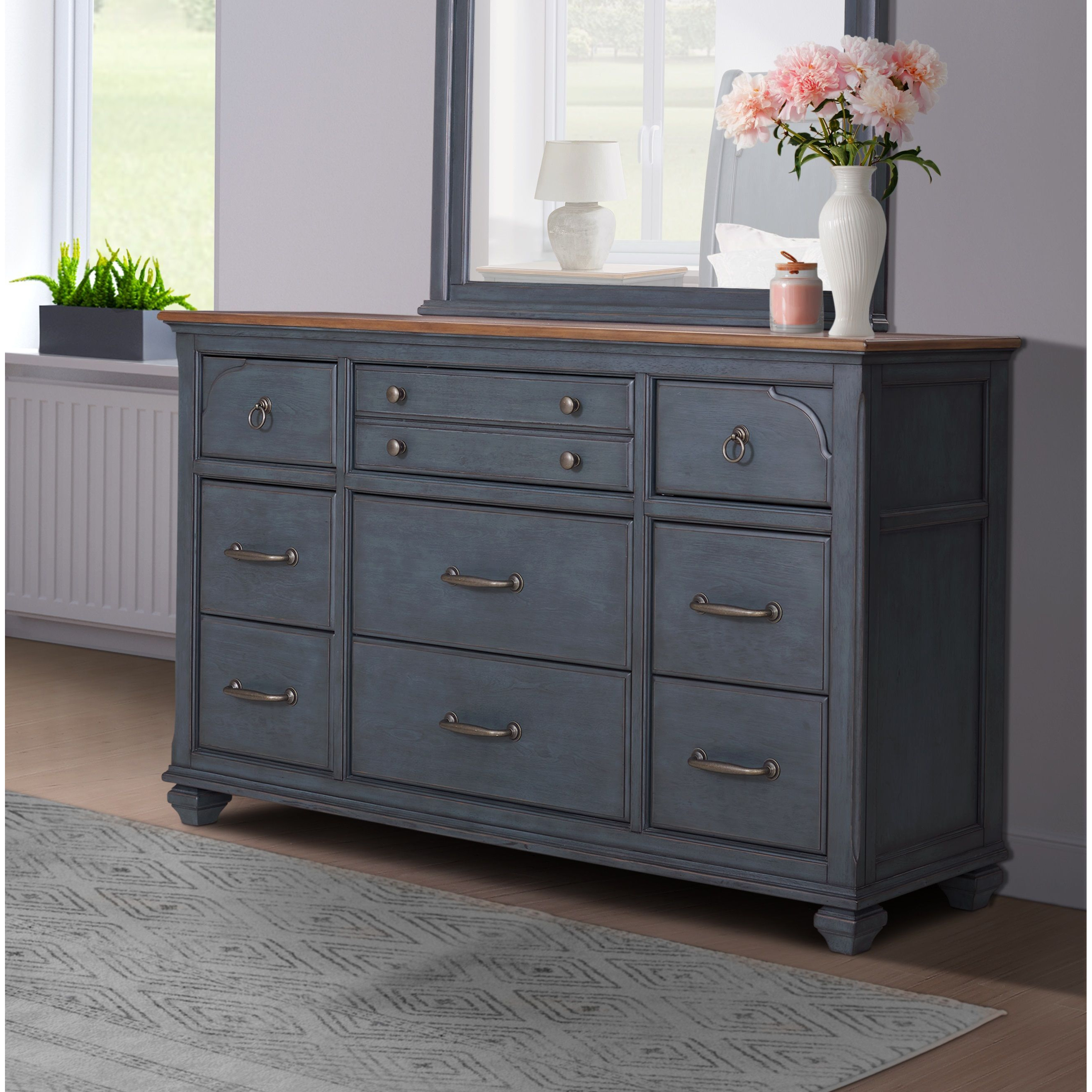 Bridgevine Home Americana Dresser  No Assembly Required  Corduroy Blue Finish