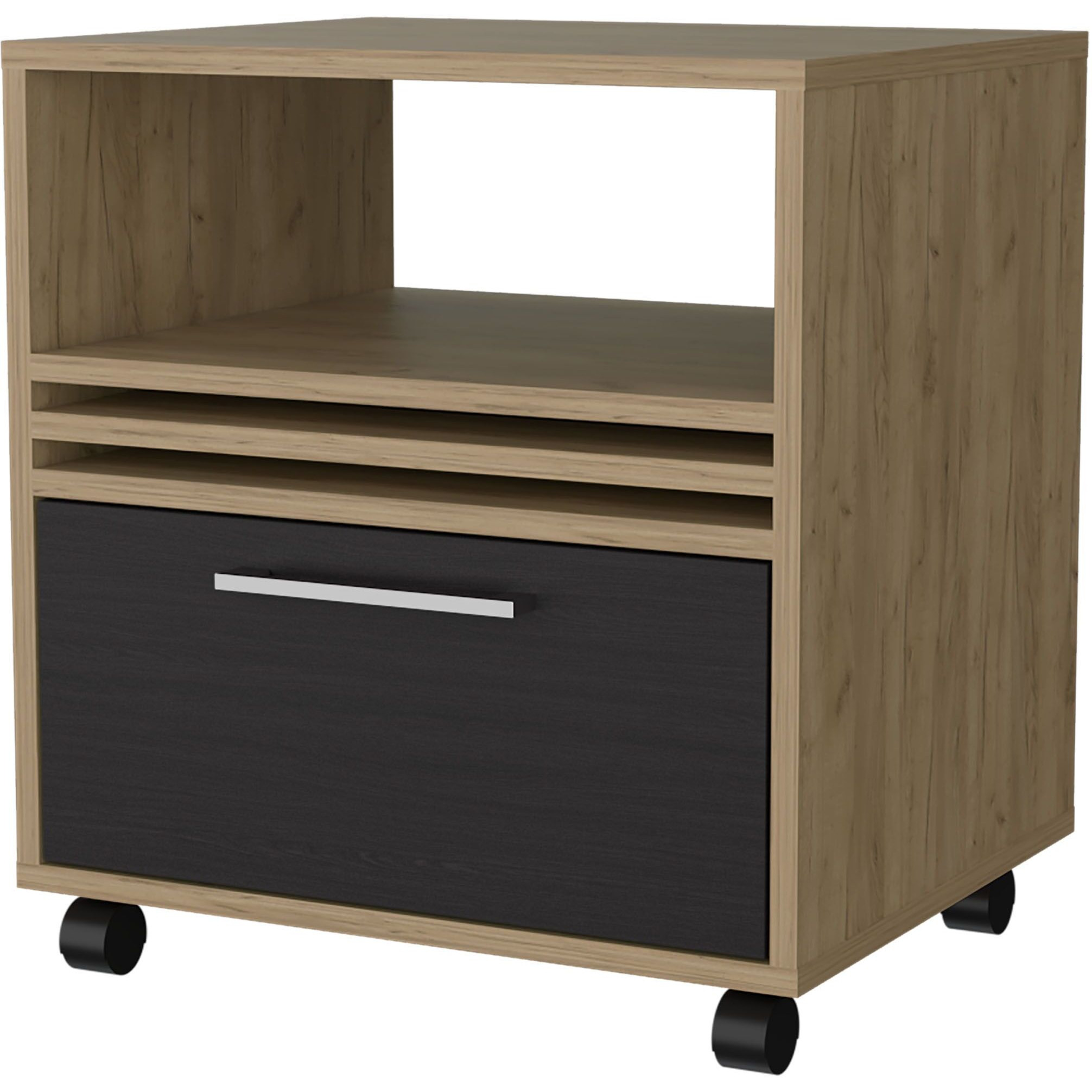 Saxon Nightstand With A Drawer And Open Storage  Natural Oak