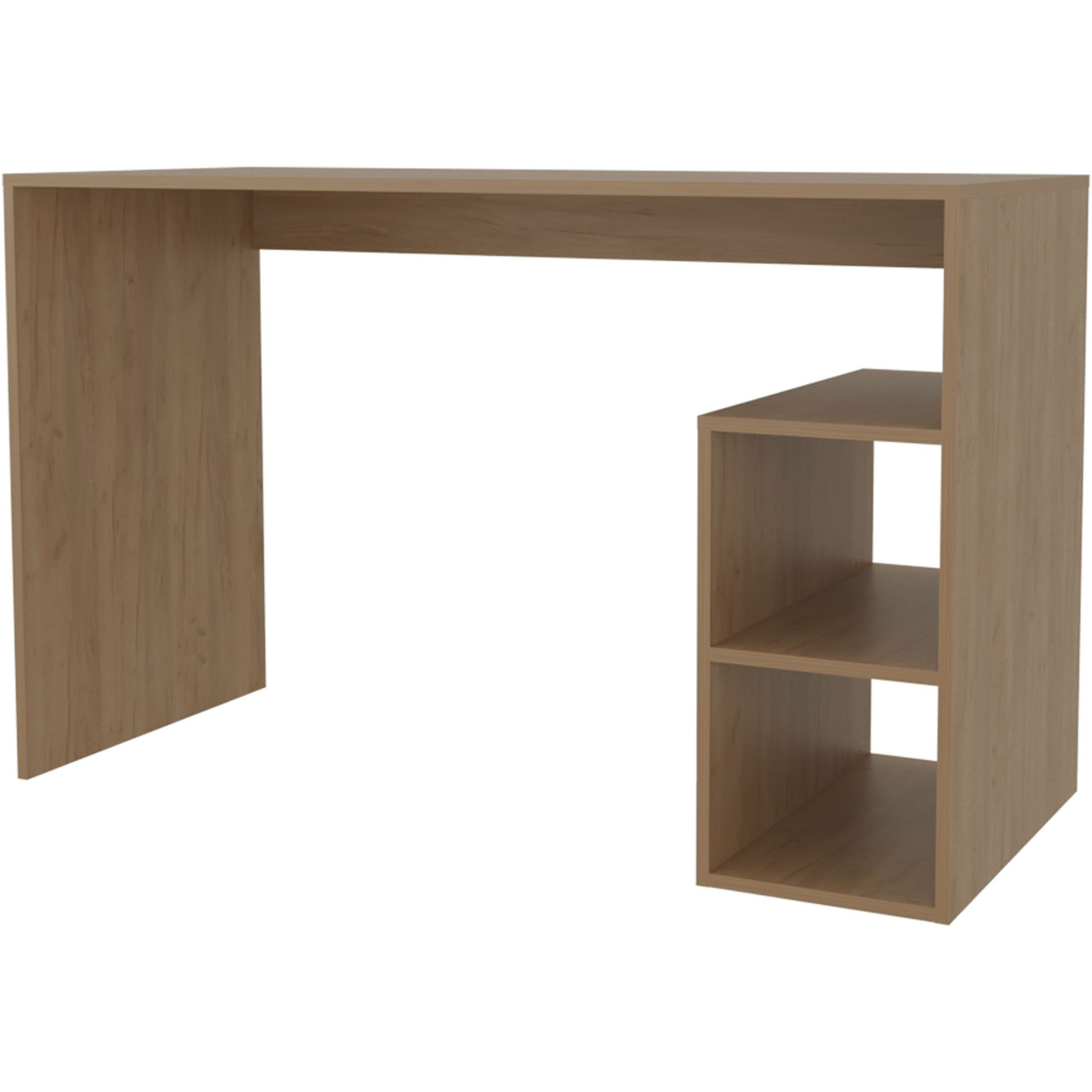 Sanders Computer Desk In Melamine With Open Storage  Natural Oak