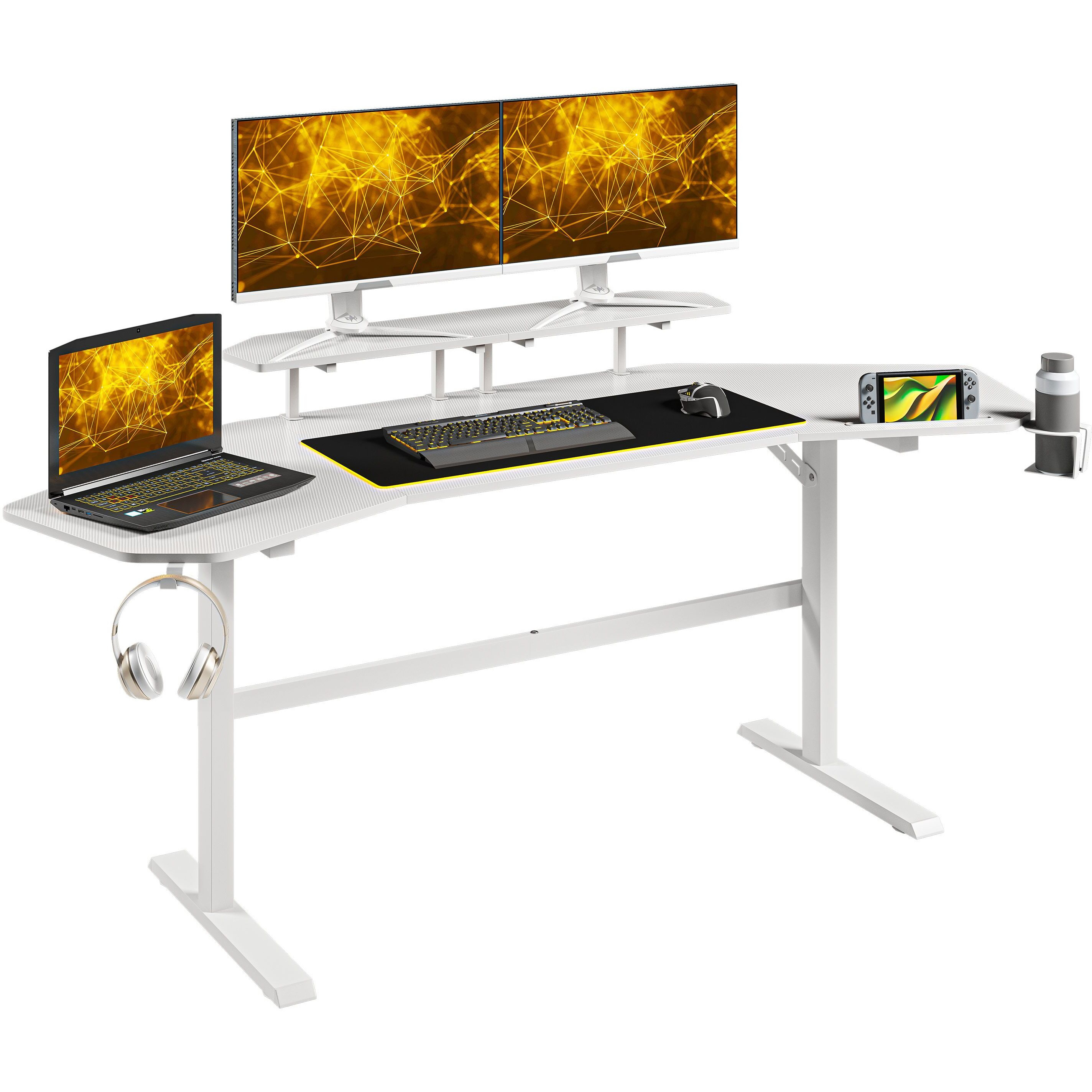 Techni Sport Ts911D Gaming Desk With Shelves & Accessory Holder  White