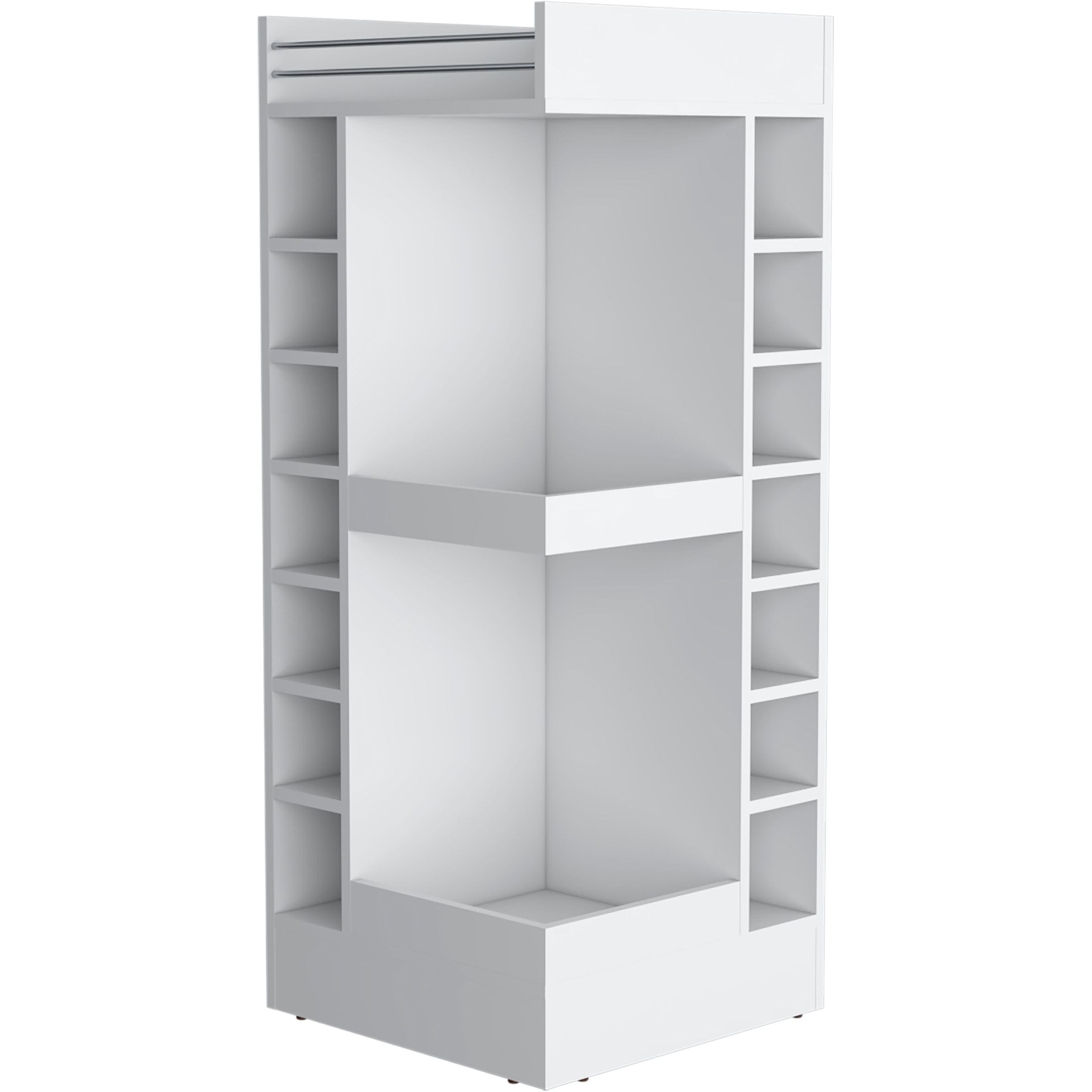 Fm Furniture Lamer Corner Bar Cabinet With Wine Rack And Open Shelf  White