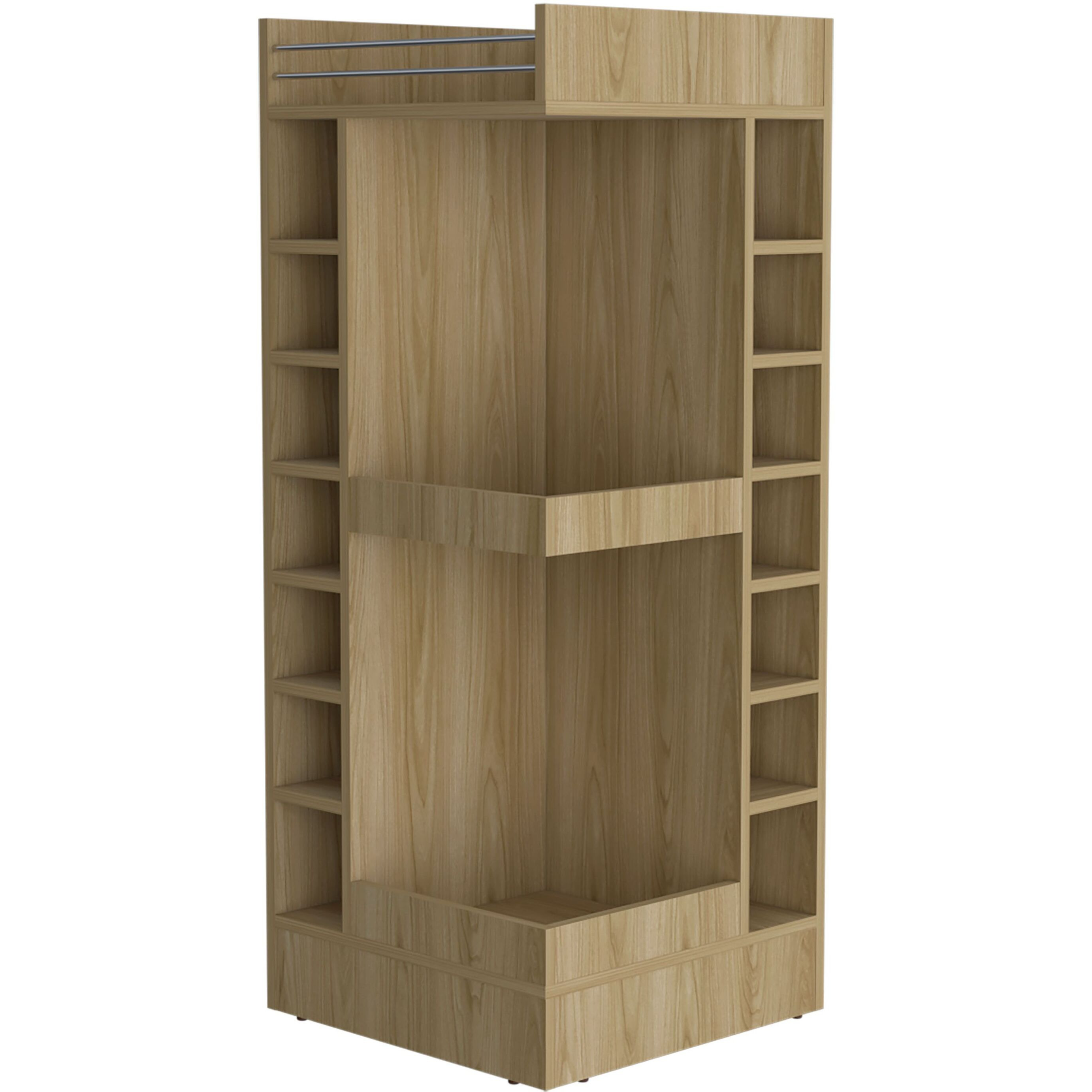 Fm Furniture Lamer Corner Bar Cabinet With Wine Rack And Open Shelf  Natural Oak