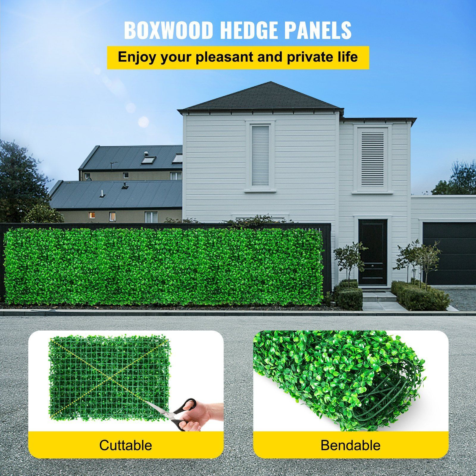 Vevor Artificial Boxwood Panel Uv 4Pcs Boxwood Hedge Wall Panels Artificial Grass Backdrop Wall 24X16"" 4 Cm Green Grass Wall Fake Hedge For Decor Privacy Fence Indoor Outdoor Garden Backyard