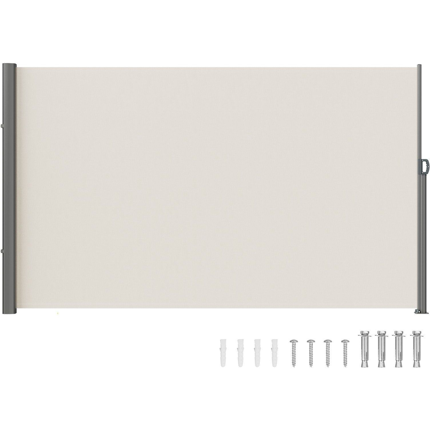 Vevor Beige Retractable 63'X118'' Awning-Rugged Full Aluminum Rust-Proof Side Awning Patio Sunshine Privacy Divider Wind Screen. Longer Service Life  Suitable For Courtyard  Roof Terraces And Pools