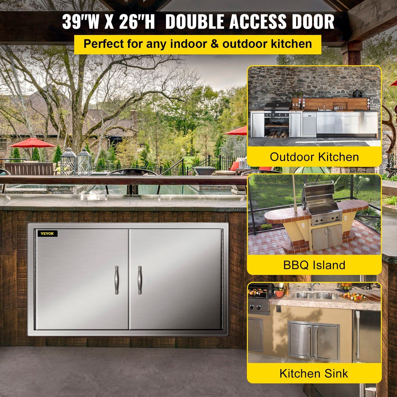 Vevor Bbq Access Door 39W X 26H Inch  Double Bbq Door Stainless Steel  Outdoor Kitchen Doors For Bbq Island  Grill Station  Outside Cabinet