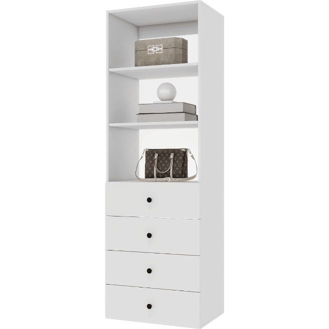 70.2"&quotH Livelylodge Wooden Modular Closet OrganizerModern Open Wardrobe Closet System With 4 Drawers For Bedroom&Coatroom White Finish