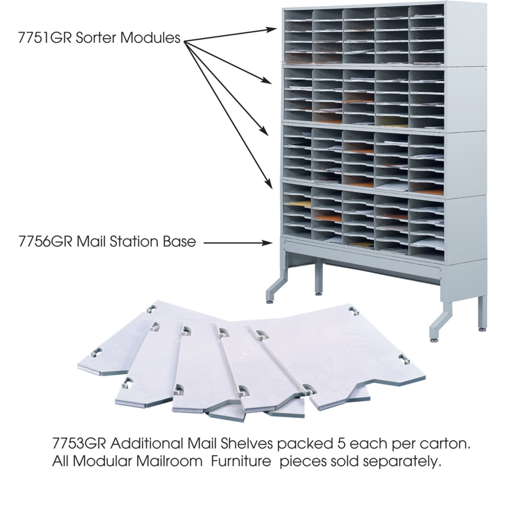 E-Z Sort Additional Mail Trays Gray