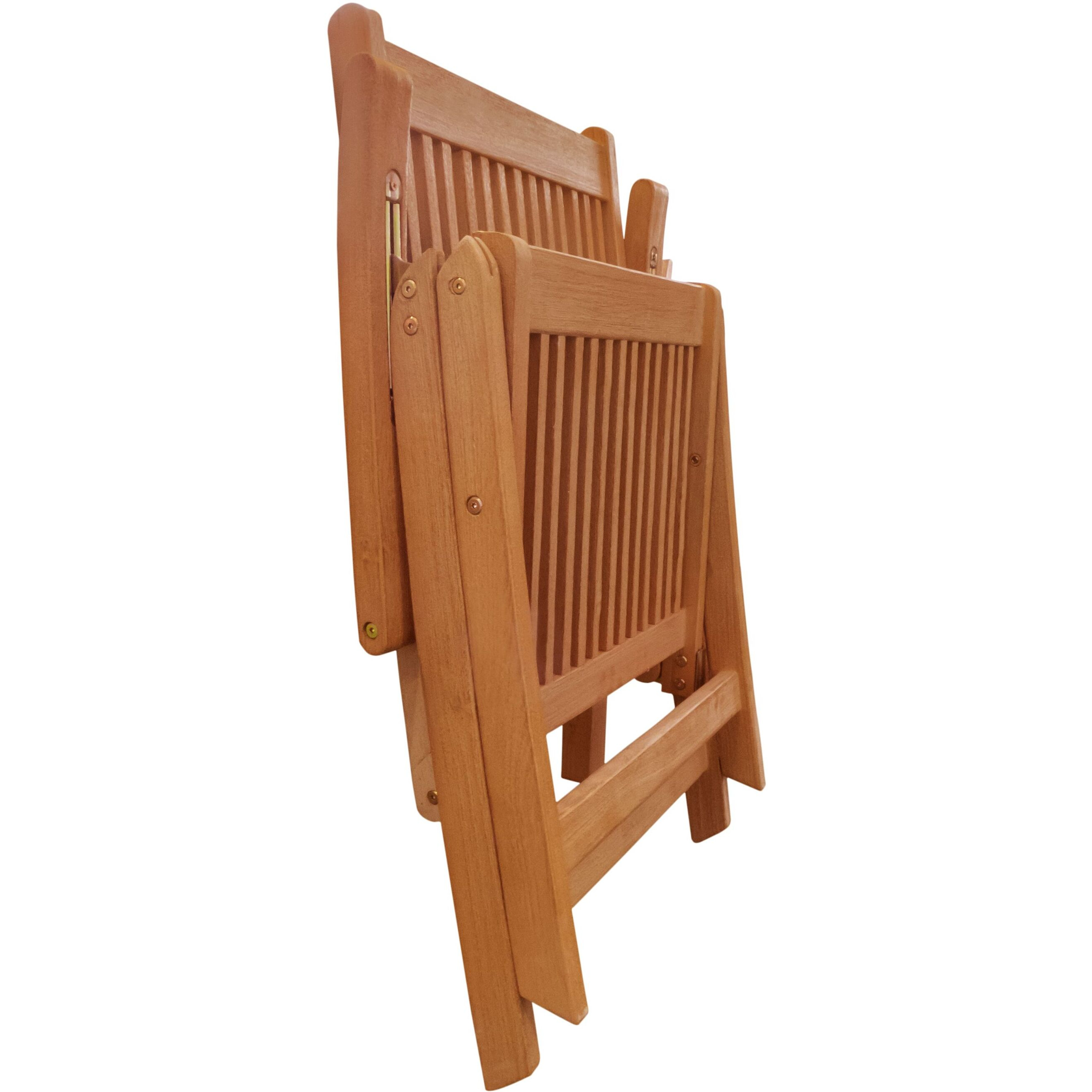 Vifah V145 Outdoor Wood Folding Arm Chair With Multiple-Position Reclining Back