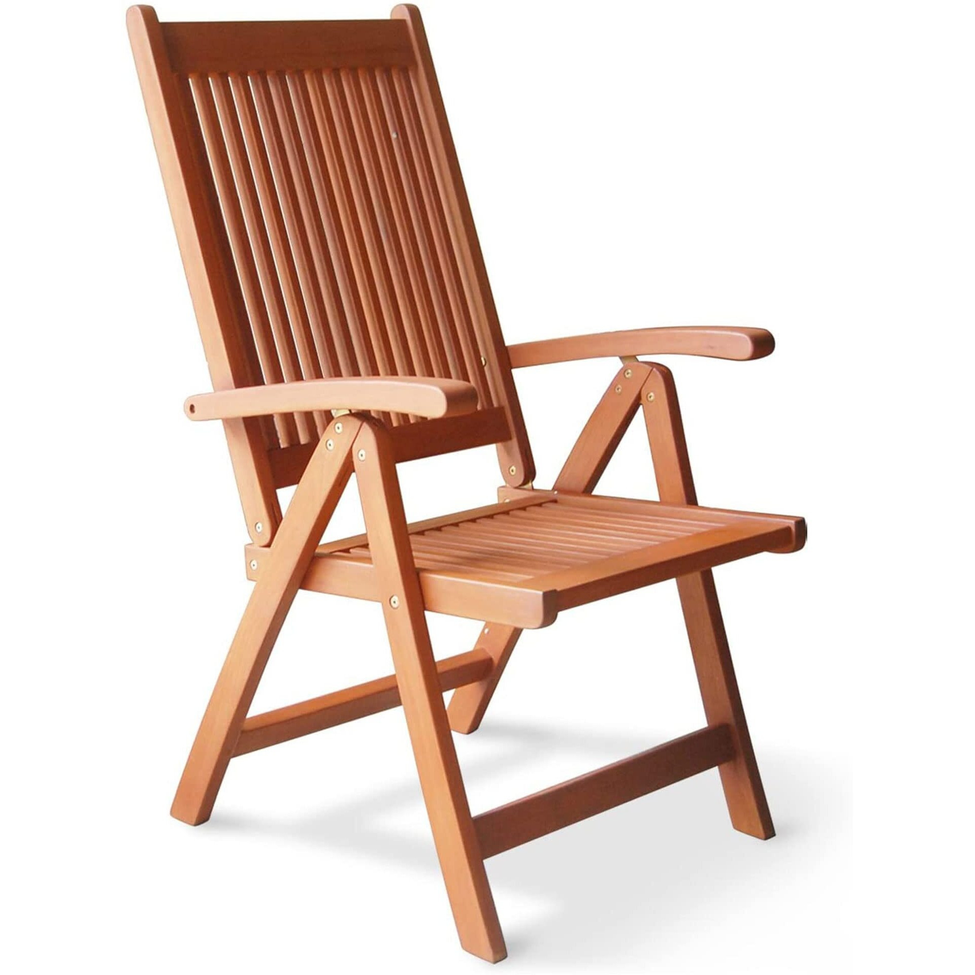 Vifah V145 Outdoor Wood Folding Arm Chair With Multiple-Position Reclining Back