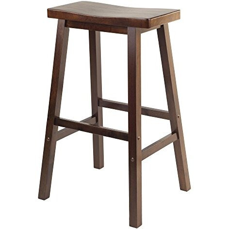 Winsome 29-Inch Beech Wood Saddle Seat Bar Stool  Antique Walnut (94089)