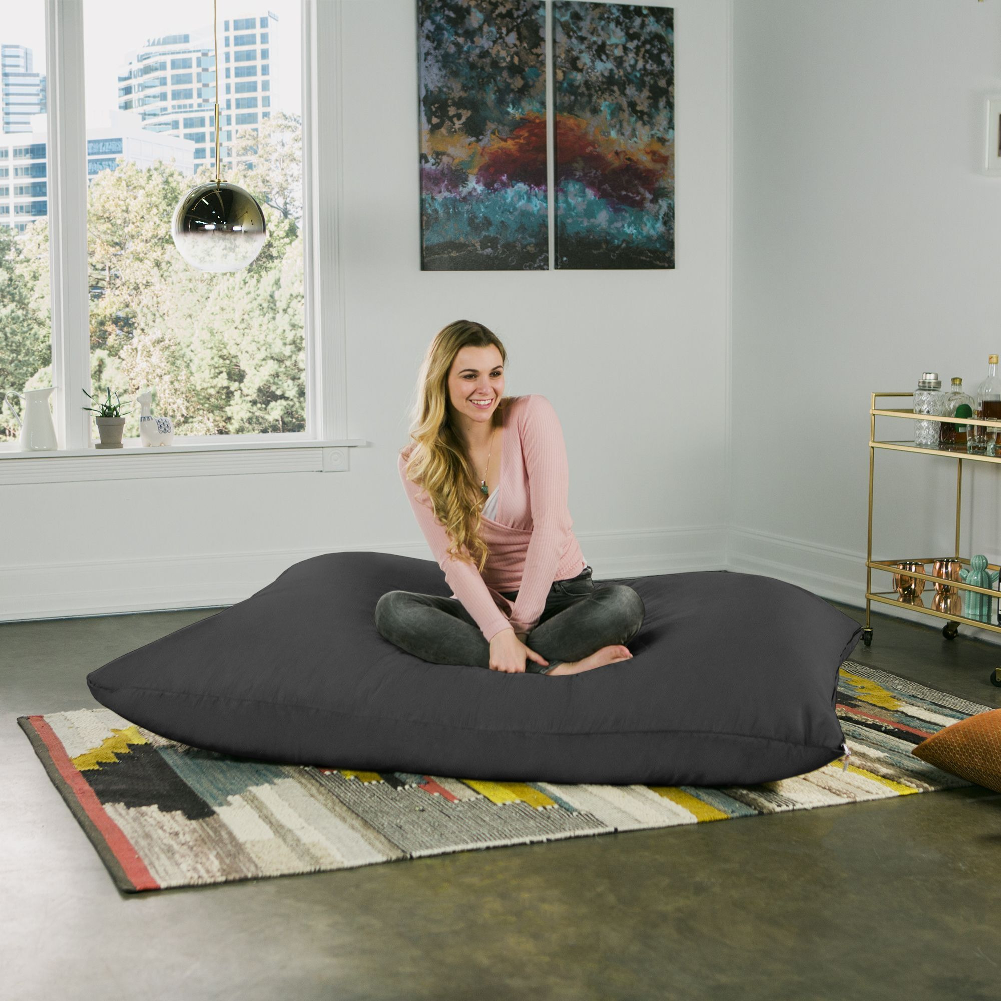 Jaxx 5.5 Ft Pillow Saxx Bean Bag Pillow  Black