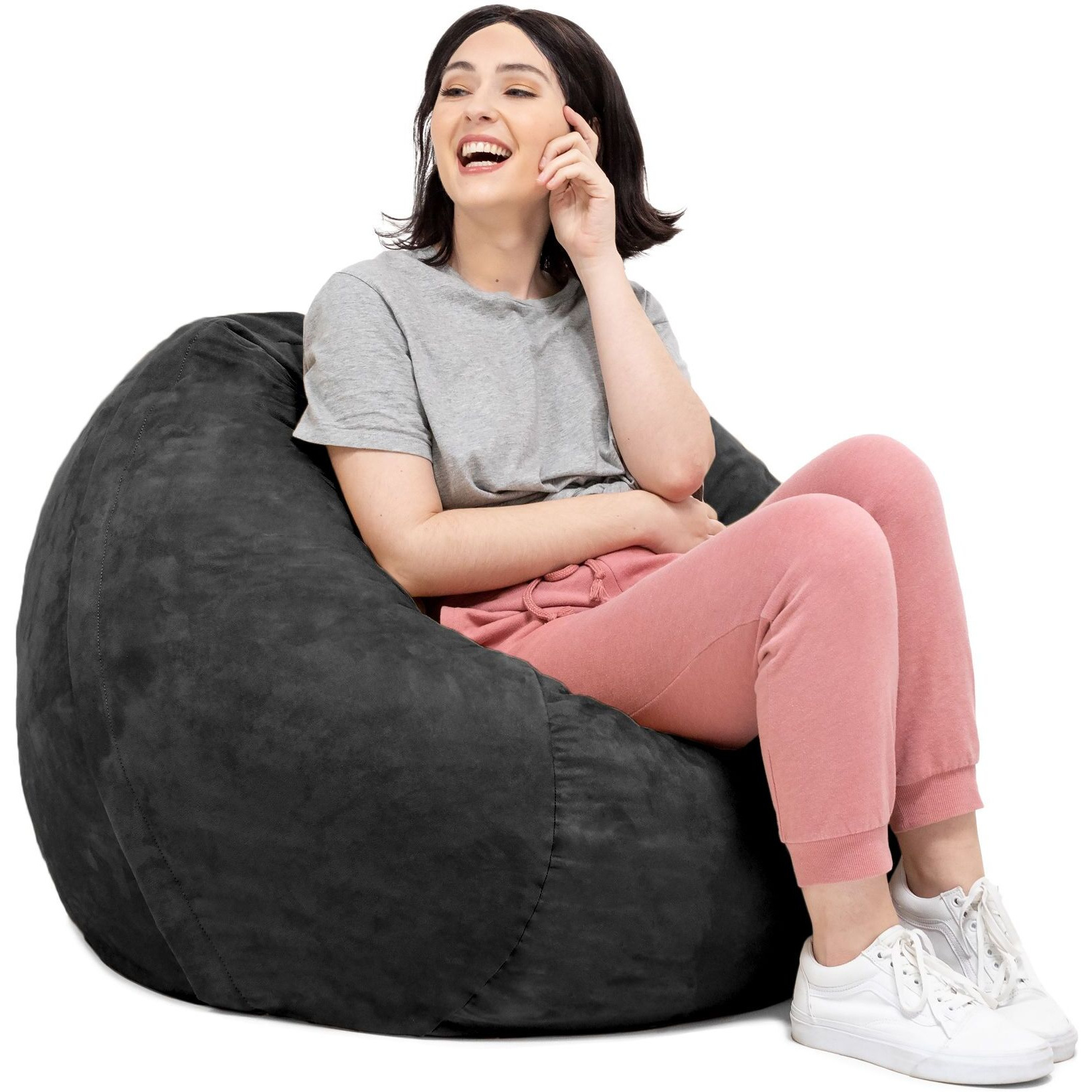 Jaxx Saxx 3 Foot Round Bean Bag W/ Removable Cover  Black