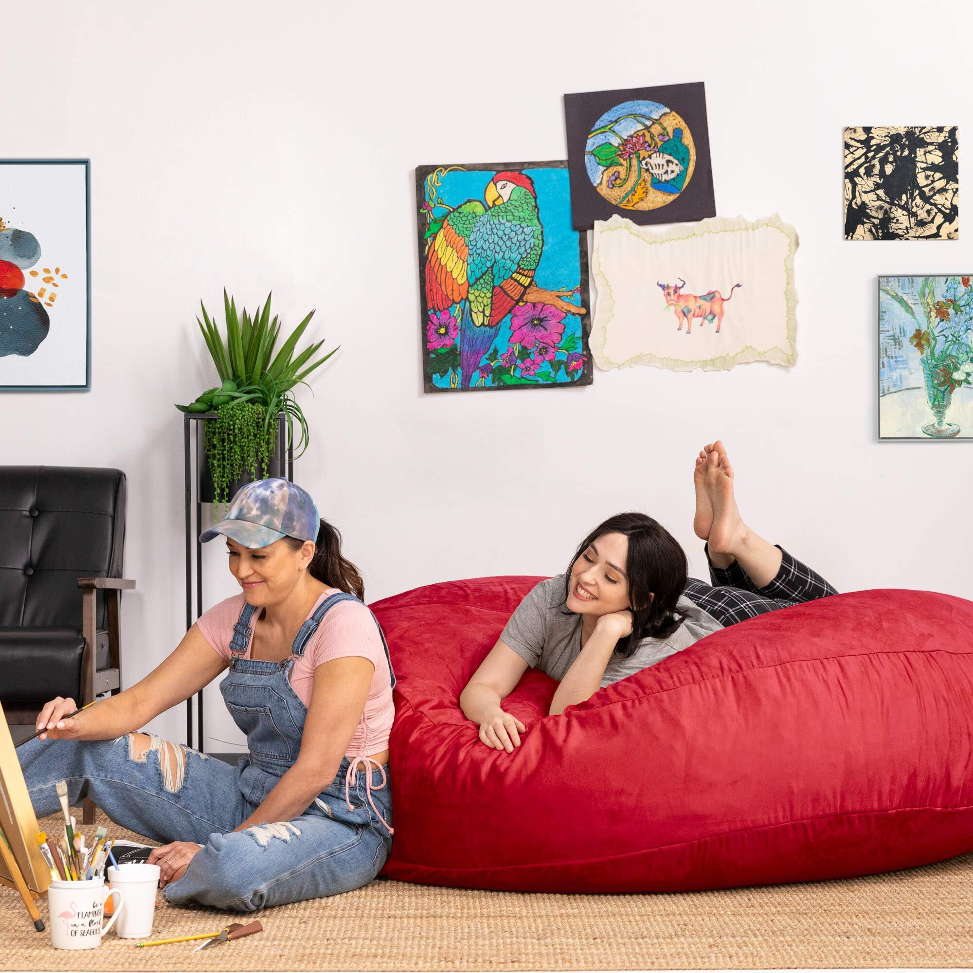 Jaxx 6 Foot Cocoon Large Bean Bag Chair For Adults  Cinnabar