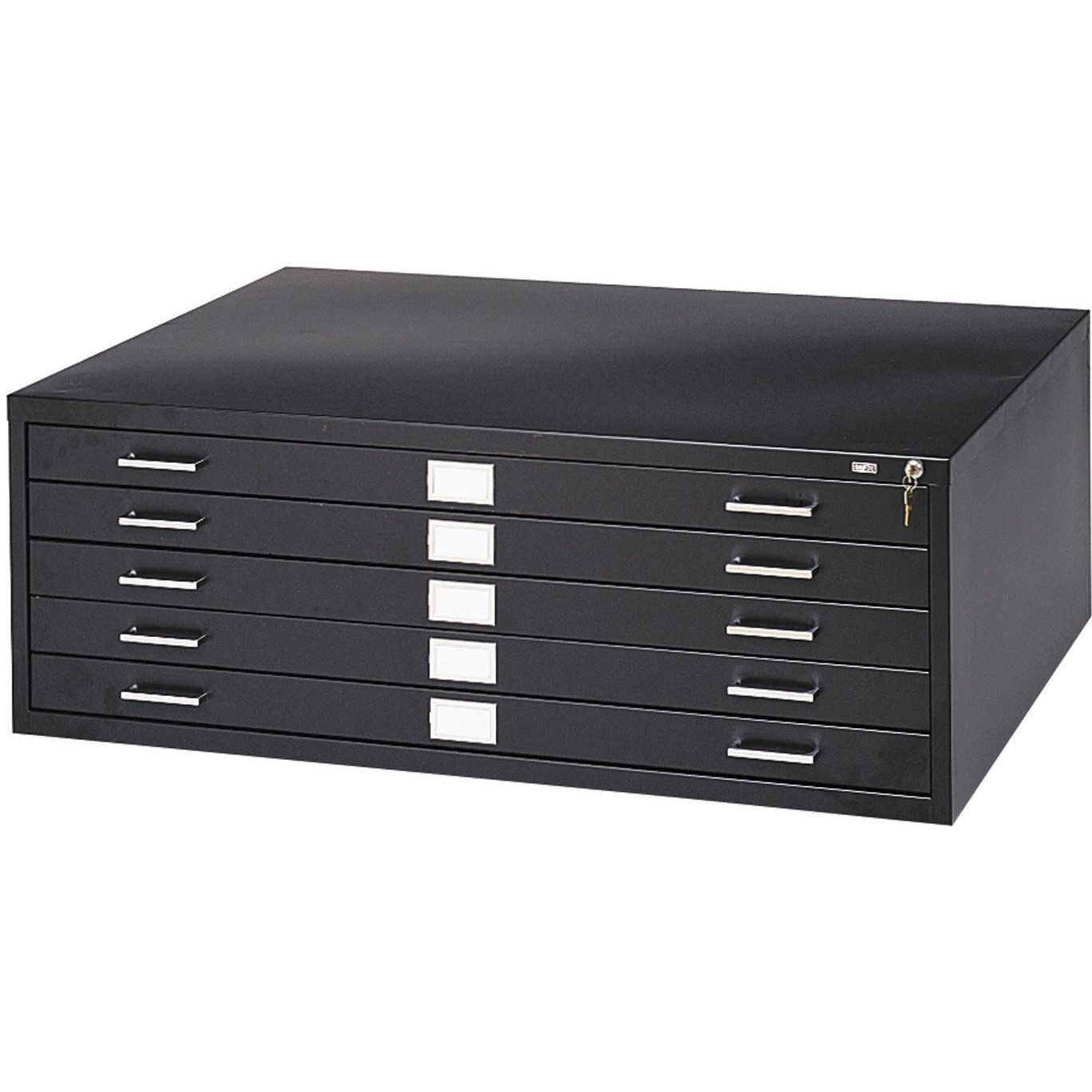 5-Drawer Steel Flat File For 24"" X 36"" Documents Black