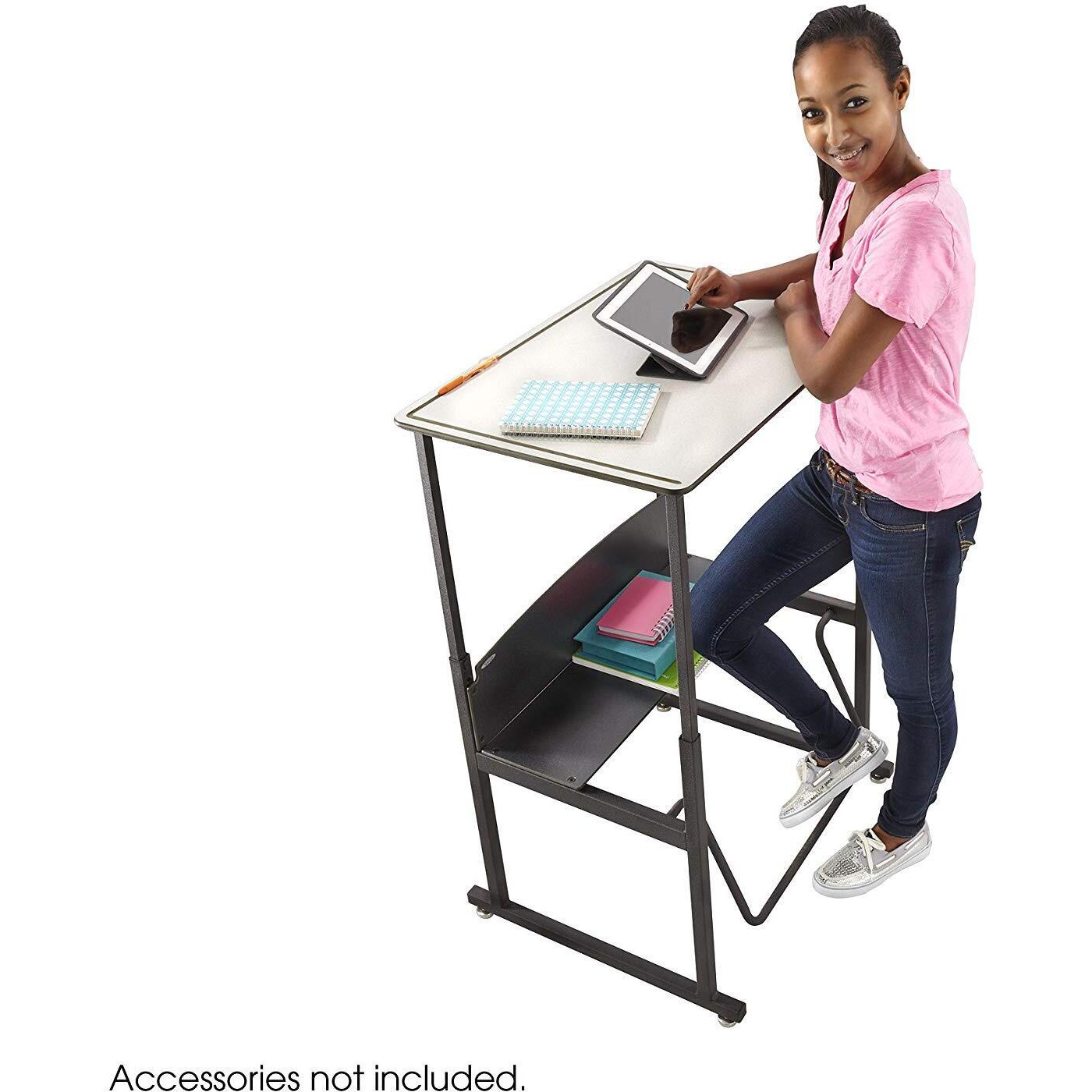 Alphabetter Height-Adjustable Desk  36 X 24  Premium Or Dry Erase Top - Gray