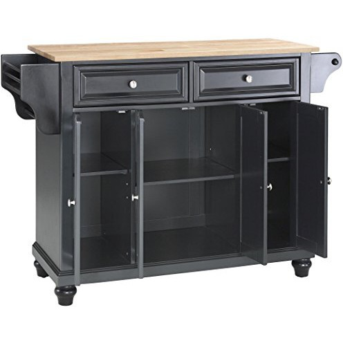 Cambridge Wood Top Full Size Kitchen Island/Cart Black/Natural